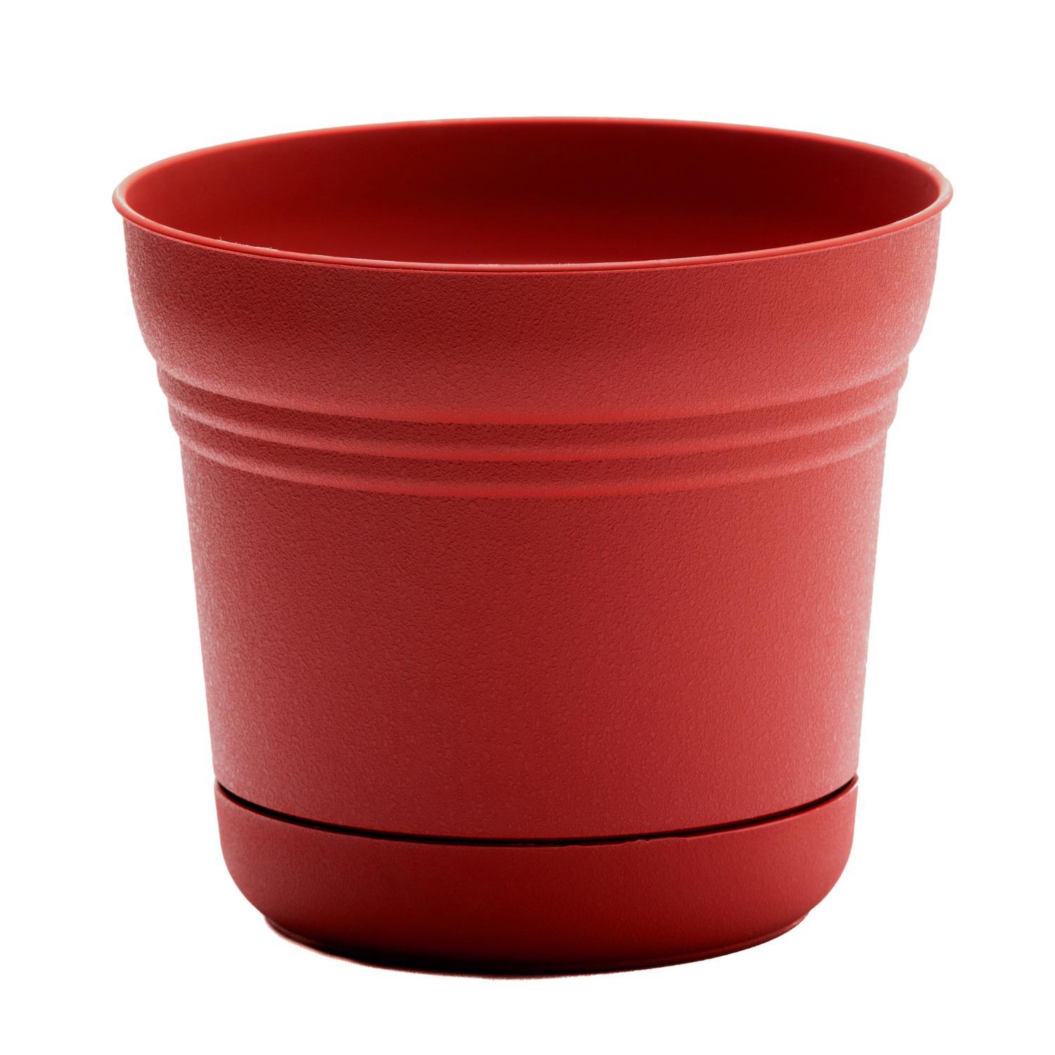 Bloem Saturn 8.5 in. H X 9.75 in. W Plastic Traditional Planter Burnt Red
