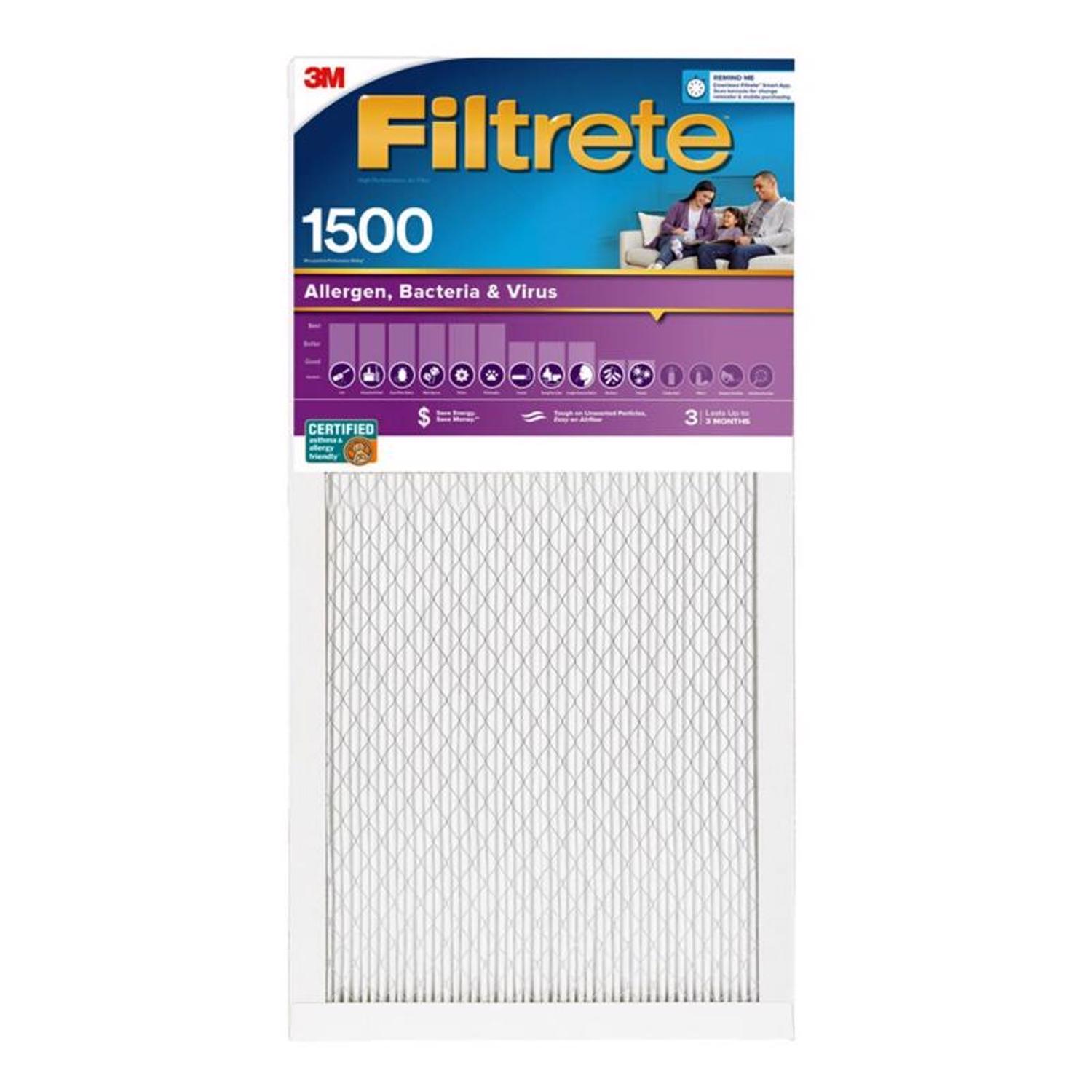 Filtrete 16 in. W X 20 in. H X 1 in. 1500 MPR Pleated Allergen Air Filter 1 pk