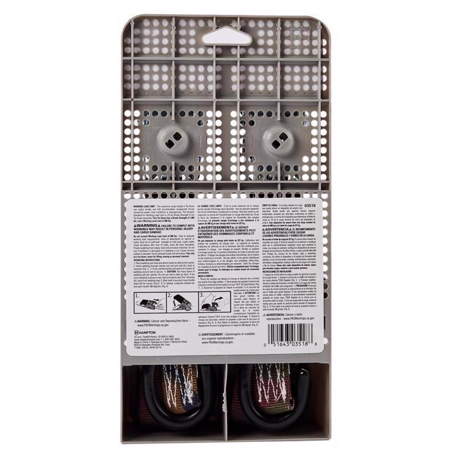 Keeper 1 in. W X 12 ft. L Camo Tie Down w/Ratchet 500 lb 2 pk