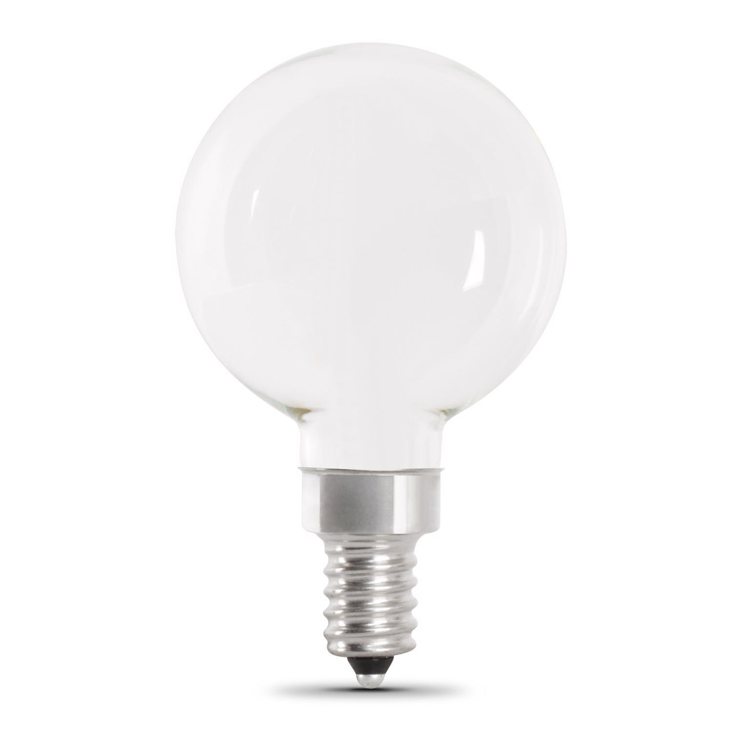 Feit Enhance G16.5 E12 (Candelabra) Filament LED Bulb Daylight 60 Watt Equivalence 2 pk