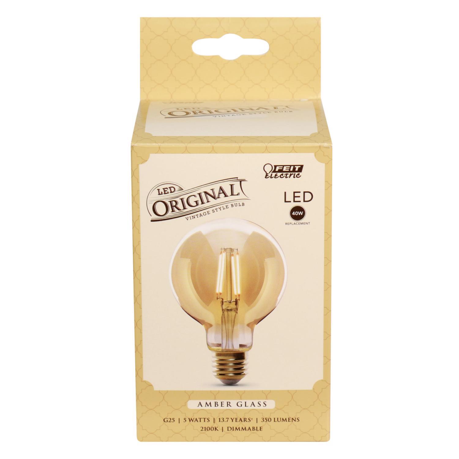 Feit G25 E26 (Medium) LED Bulb Amber 40 Watt Equivalence 1 pk