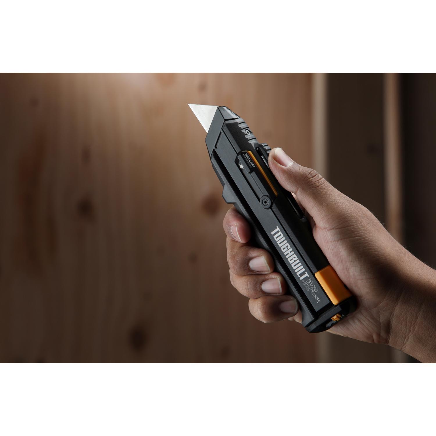 ToughBuilt 6.5 in. Retractable Reloading Utility Knife Black 1 pc