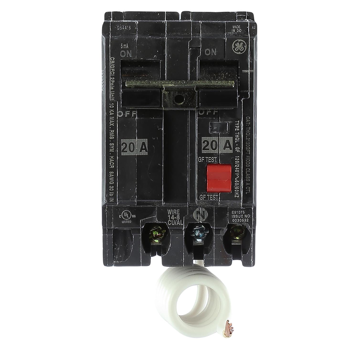 ABB 20 amps Ground Fault 2-Pole Circuit Breaker w/Self Test