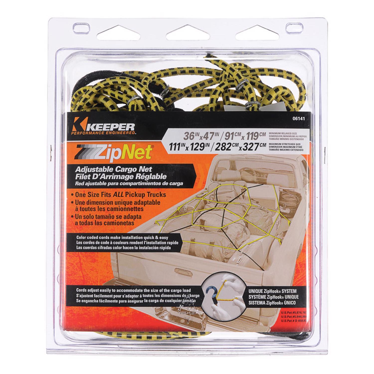 Keeper Black/Yellow Adjustable Cargo Net 47 in. L X 0.14 in. 1 pk