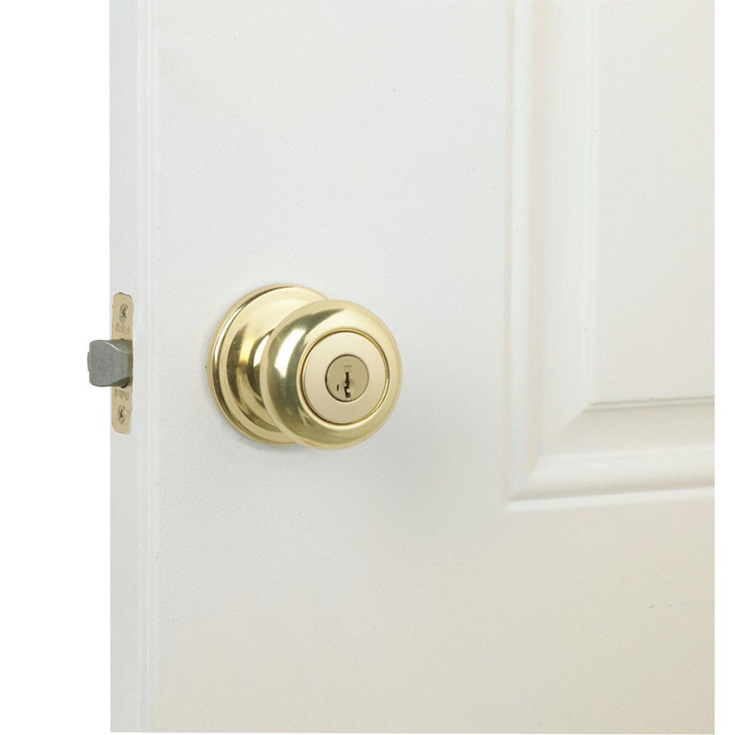 Kwikset SmartKey Juno Polished Brass Entry Door Knob KW1 1-3/4 in.