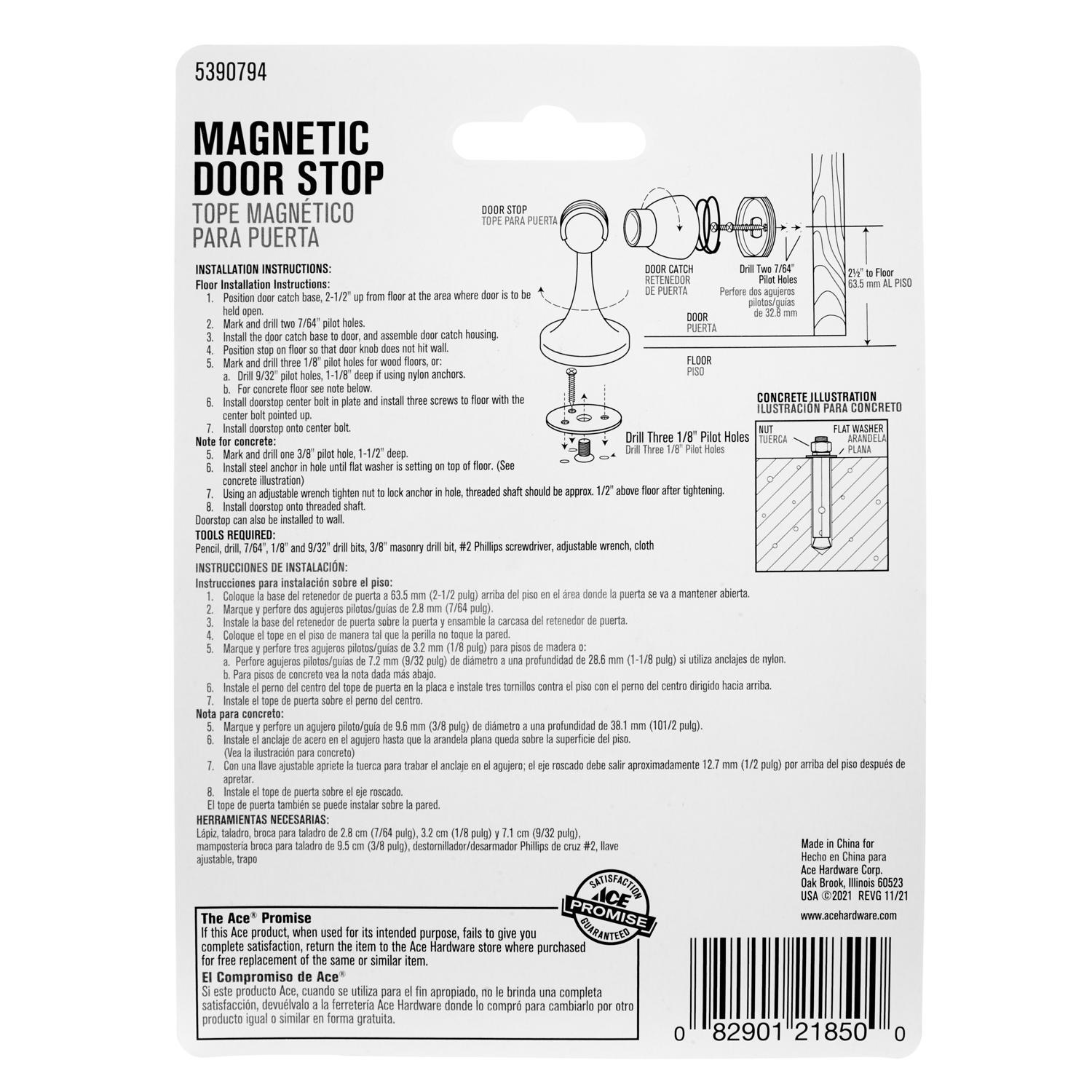 Ace Metal Bright Gold Magnetic Door Stop Mounts to door 0 in.