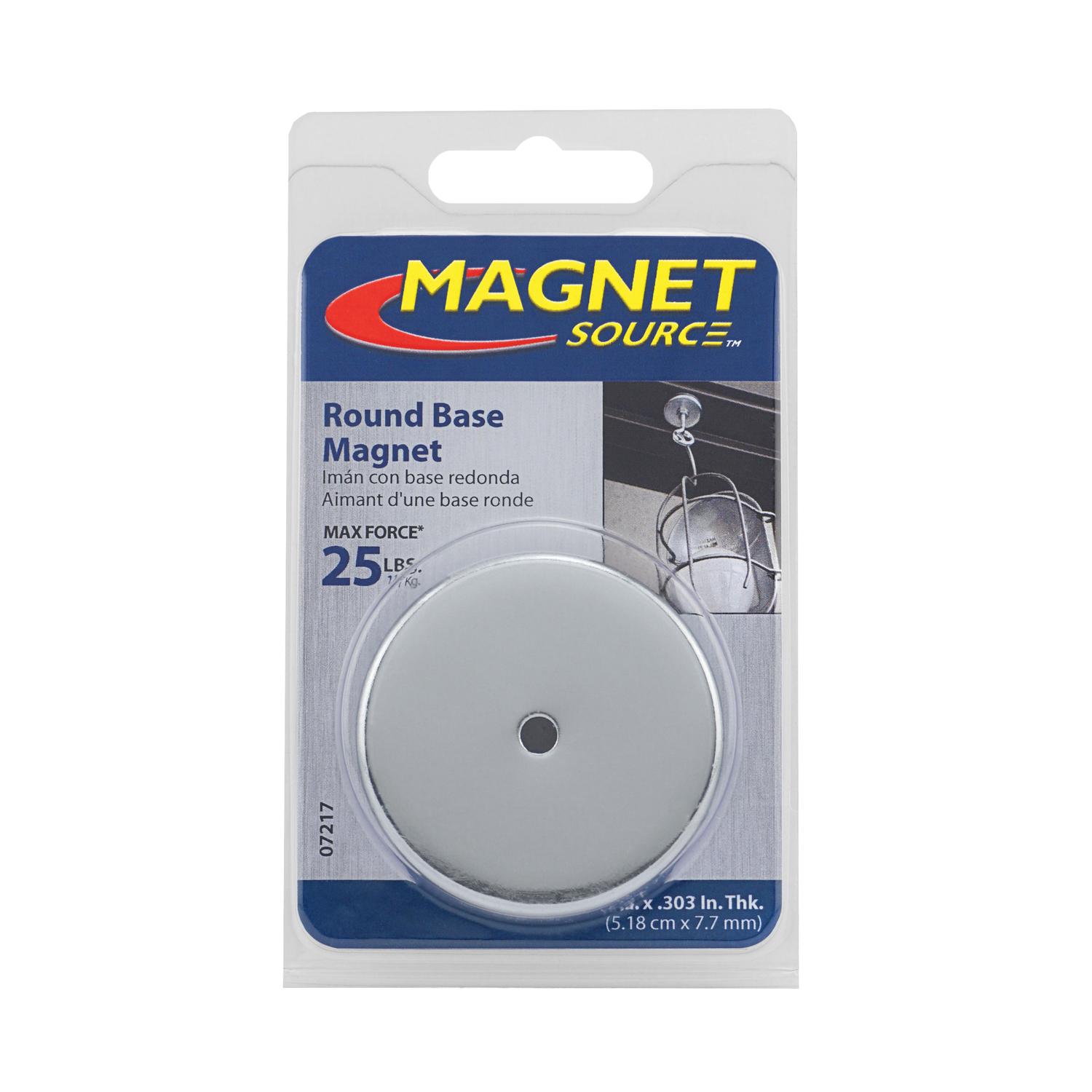 Magnet Source.303 in. L X 2.04 in. W Silver Round Base Magnet 25 lb. pull 1 pc