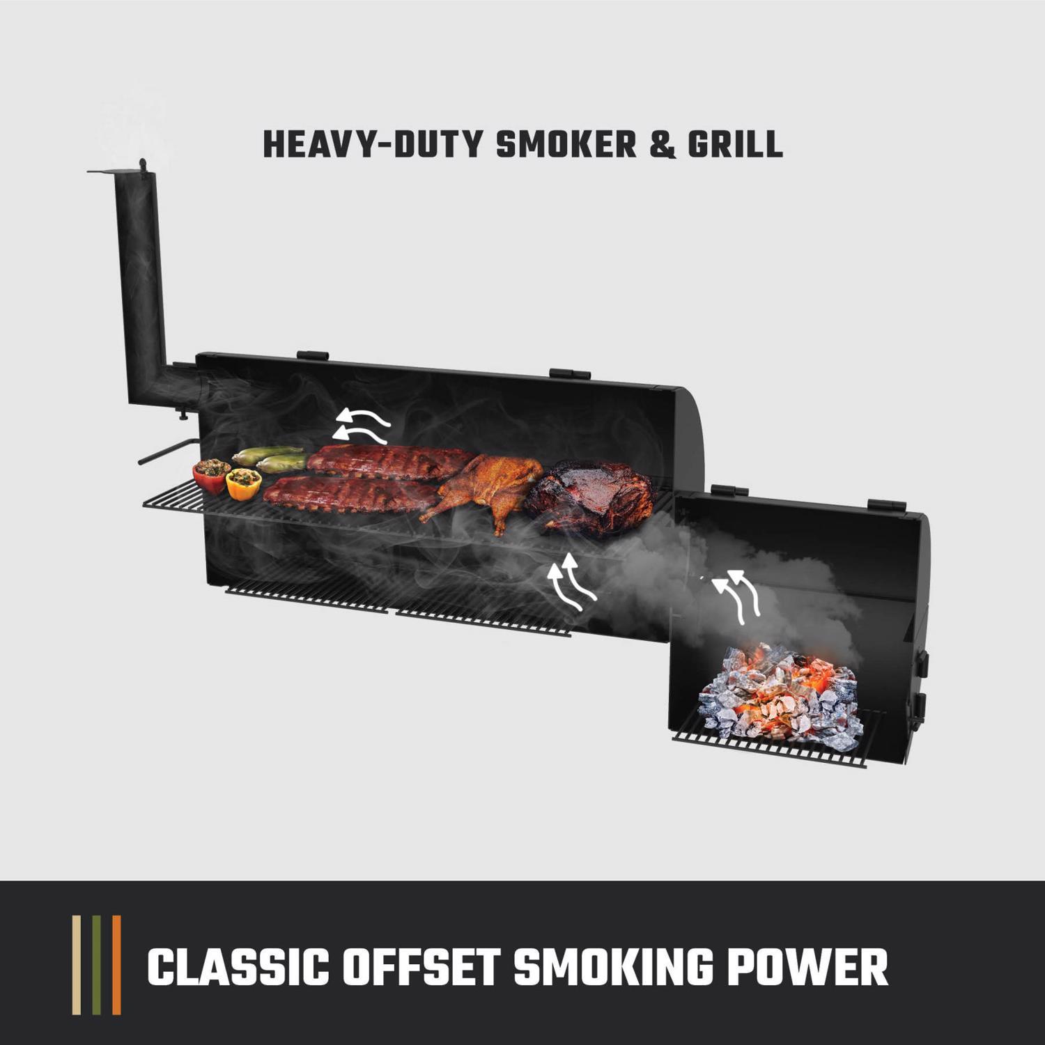 Oklahoma Joe's Longhorn Charcoal/Wood Offset Smoker Black
