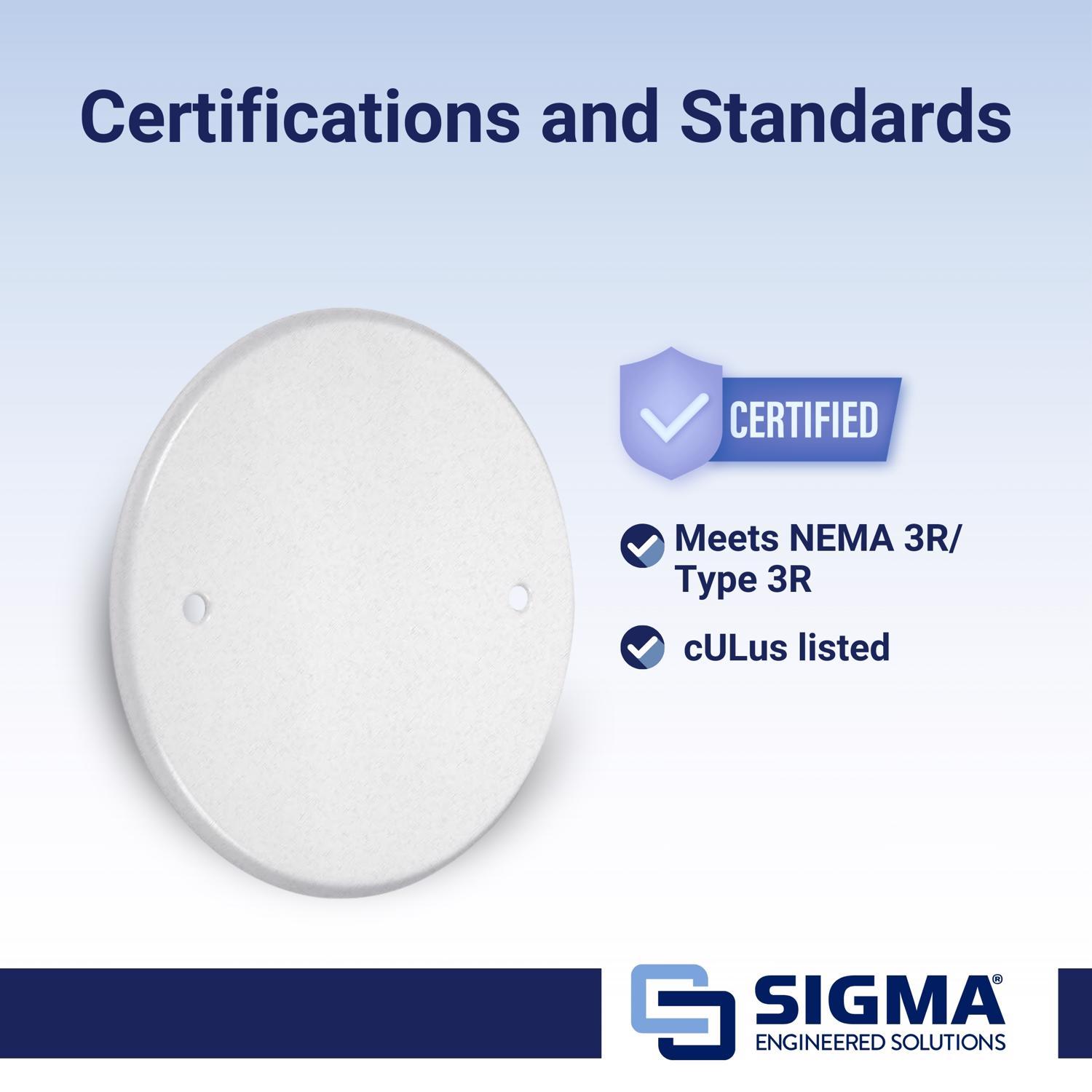 Sigma Engineered Solutions Round Stamped Steel 4.13 in. H X 4.13 in. W Flat Box Cover