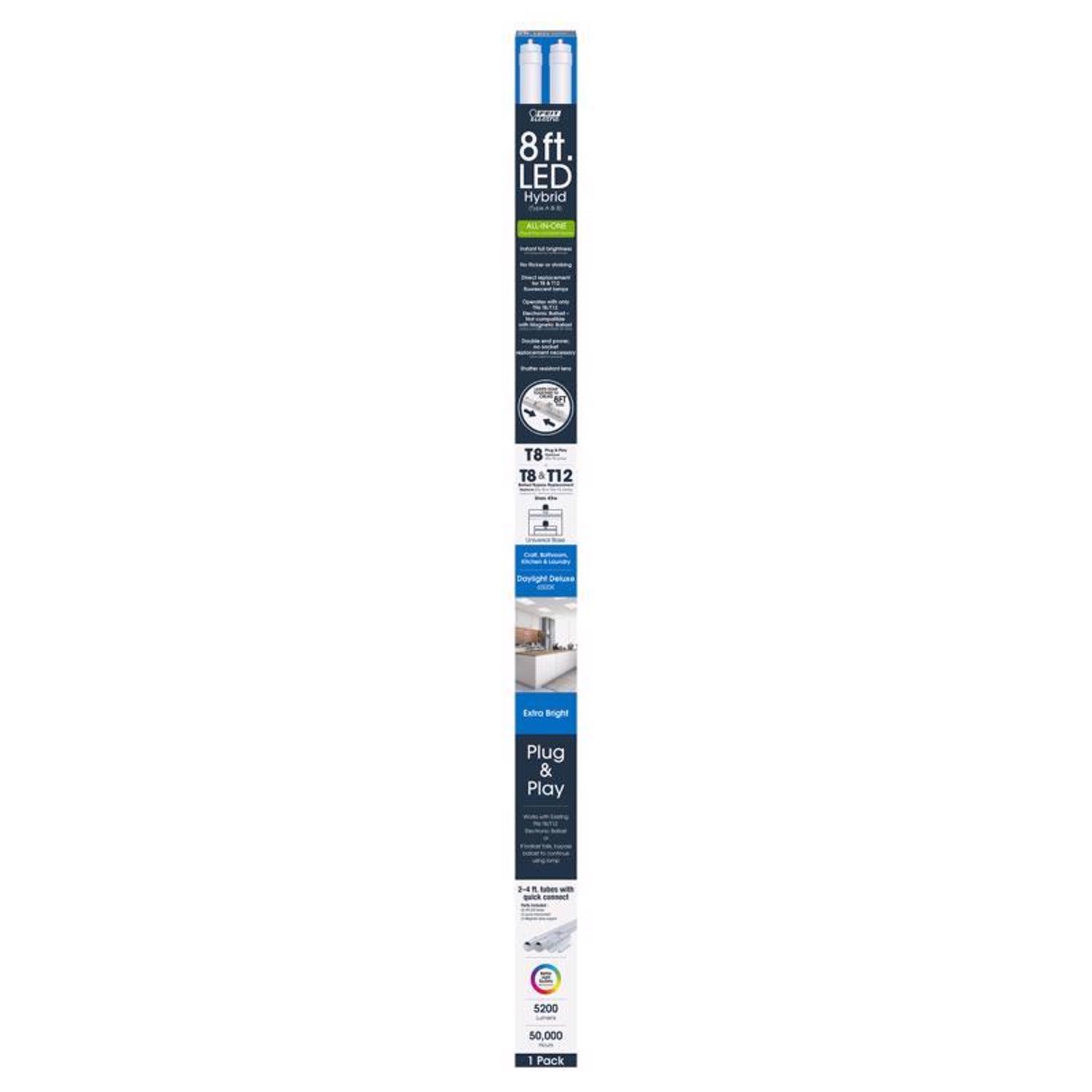 Feit Linear T8/T12 Daylight 93.3 in. 1 Pin Linear LED Tube Light Bulb 59 Watt Equivalence 1 pk