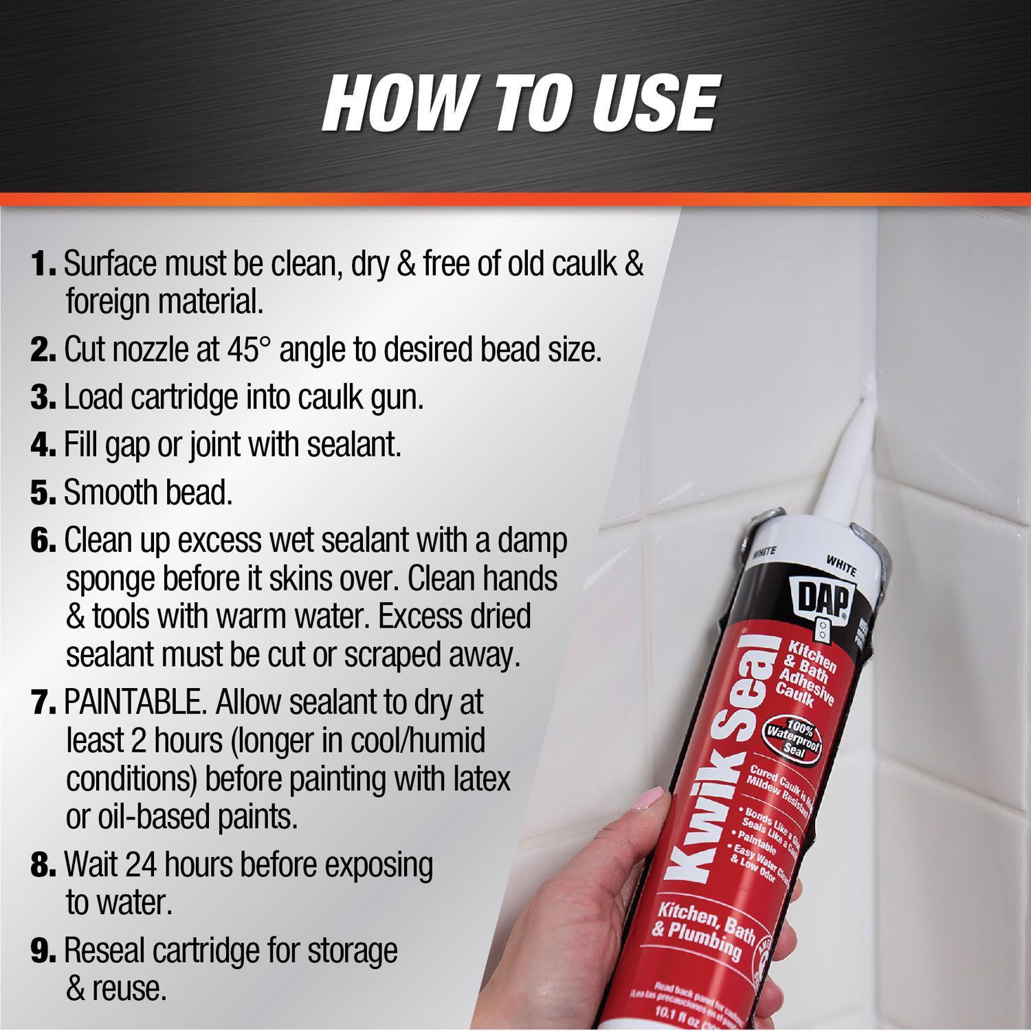 DAP Kwik Seal White Acrylic Latex Kitchen and Bath Adhesive Caulk 10.1 oz