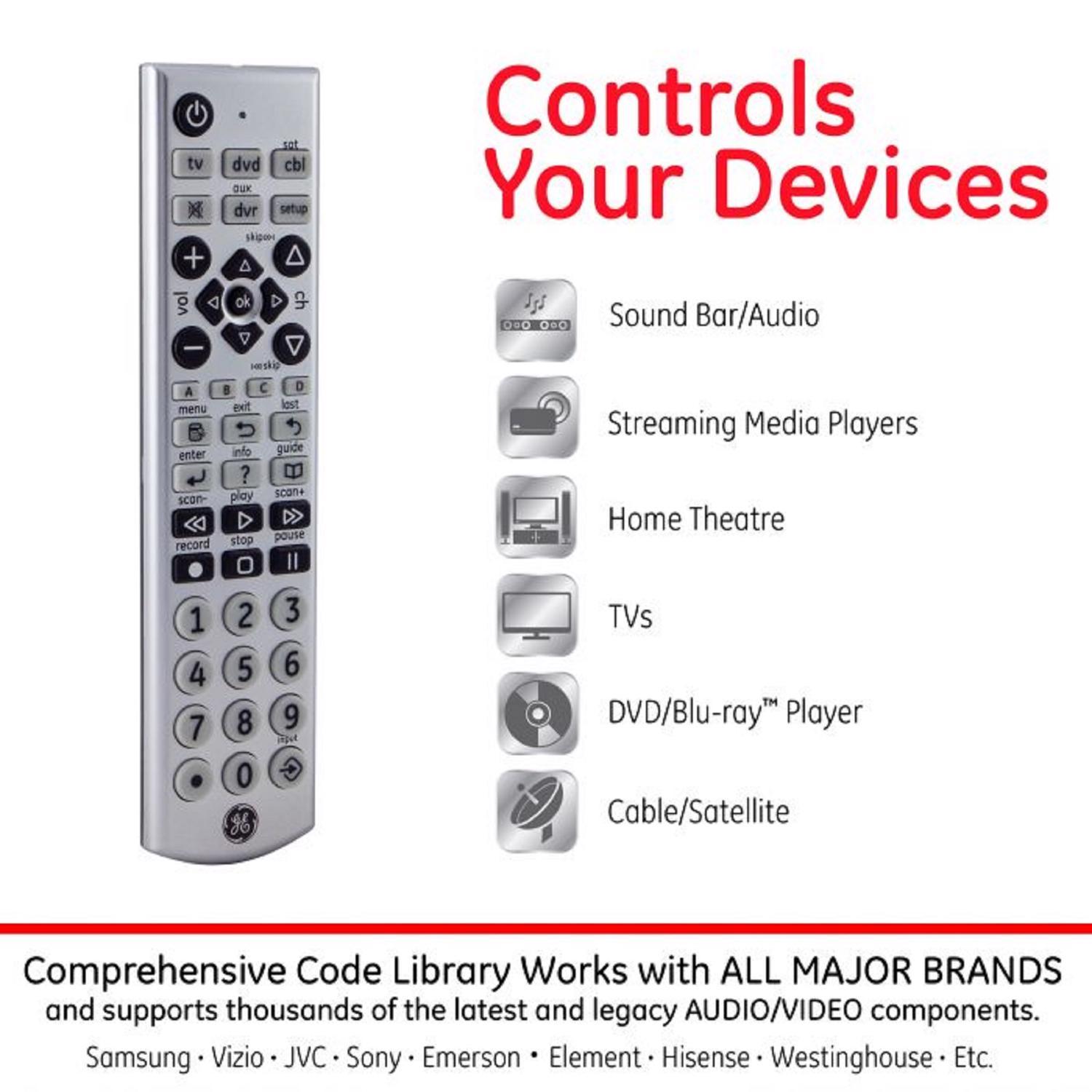 GE Programmable Universal Big Button Remote Control