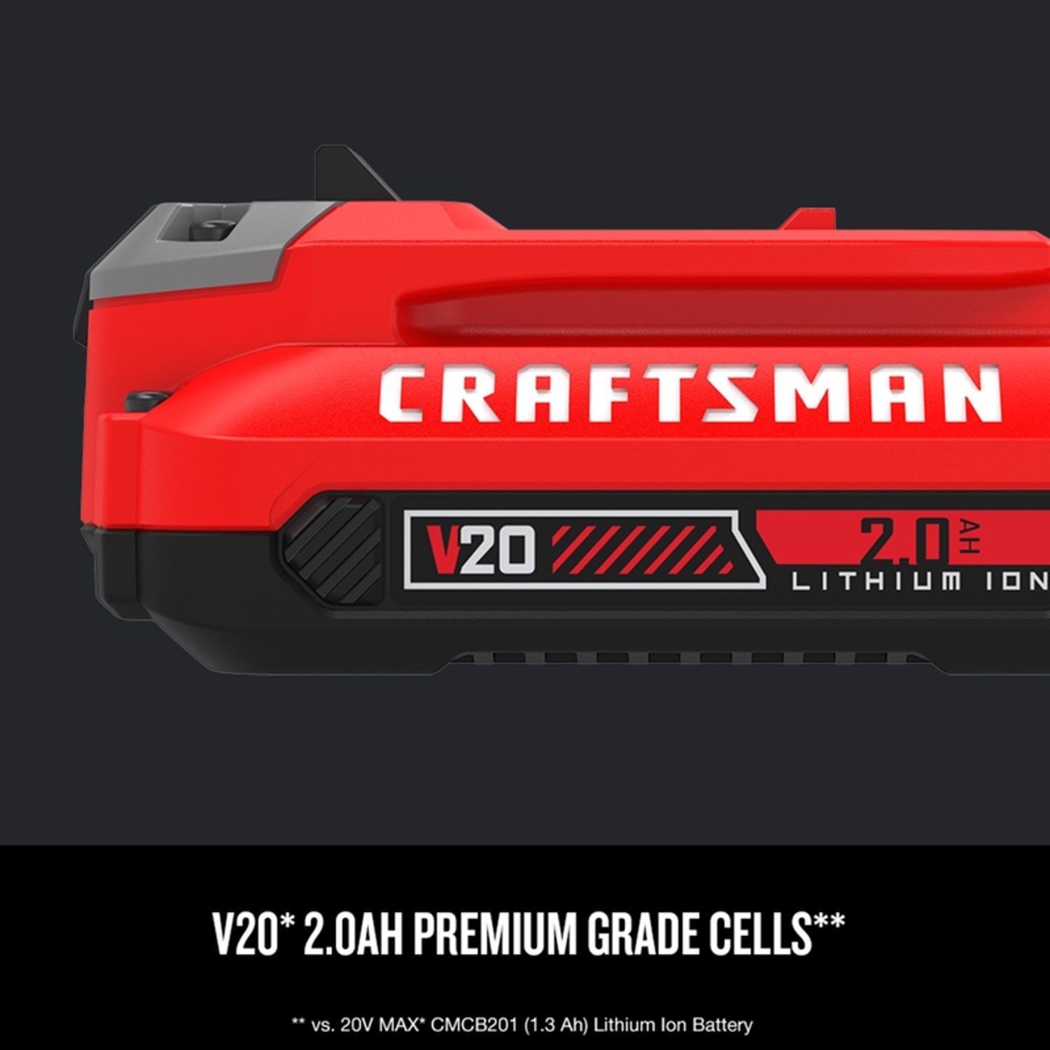 CRAFTSMAN V20 2 Ah Lithium-Ion Battery and Charger 3 pc