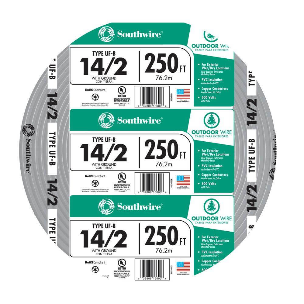 Southwire 250 ft. 14/2 Type UF-B WG Underground Feeder Cable Gray