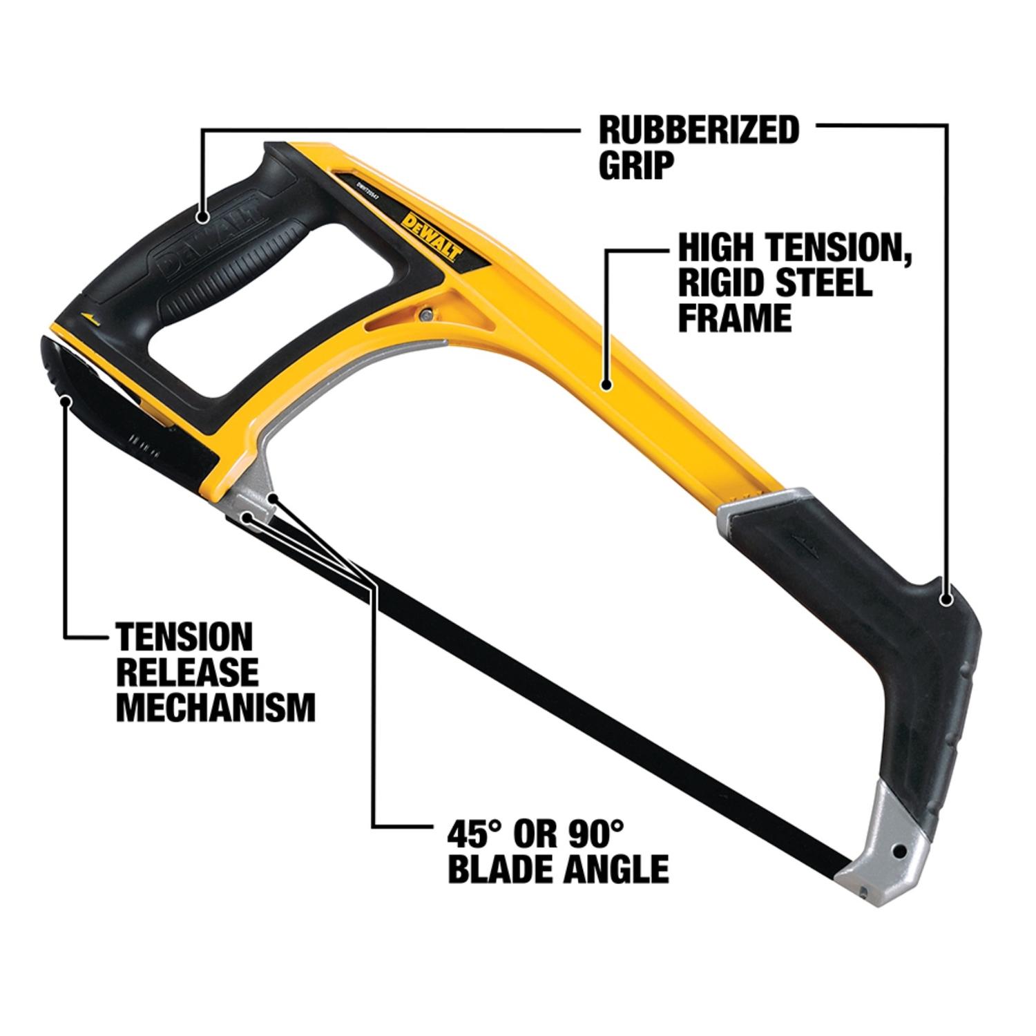 DeWalt 12 in. High Carbon Steel Adjustable Hacksaw Black/Yellow 1 pc