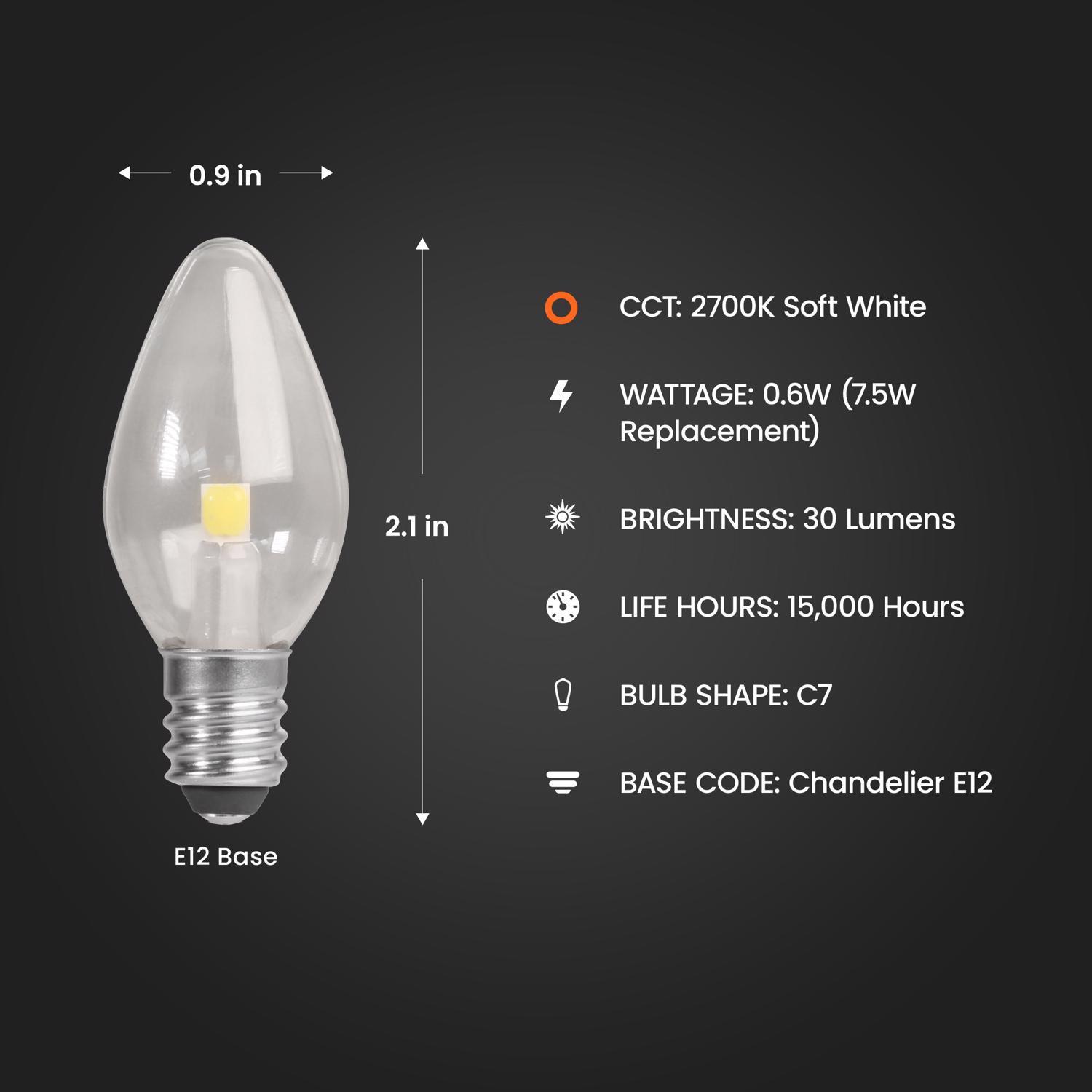Feit C7 E12 (Candelabra) LED Bulb Soft White 7 Watt Equivalence 4 pk