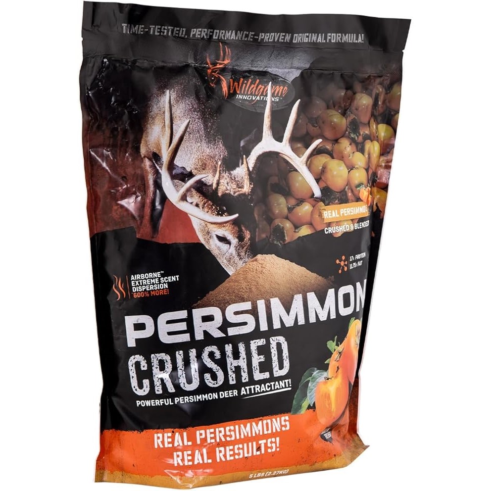 Wildgame Innovations Persimmon Crushed Deer Attractant, 5lb Bag | Powerful Nutritious Long-Lasting Airborne Hunting Attractant with Real Persimmons