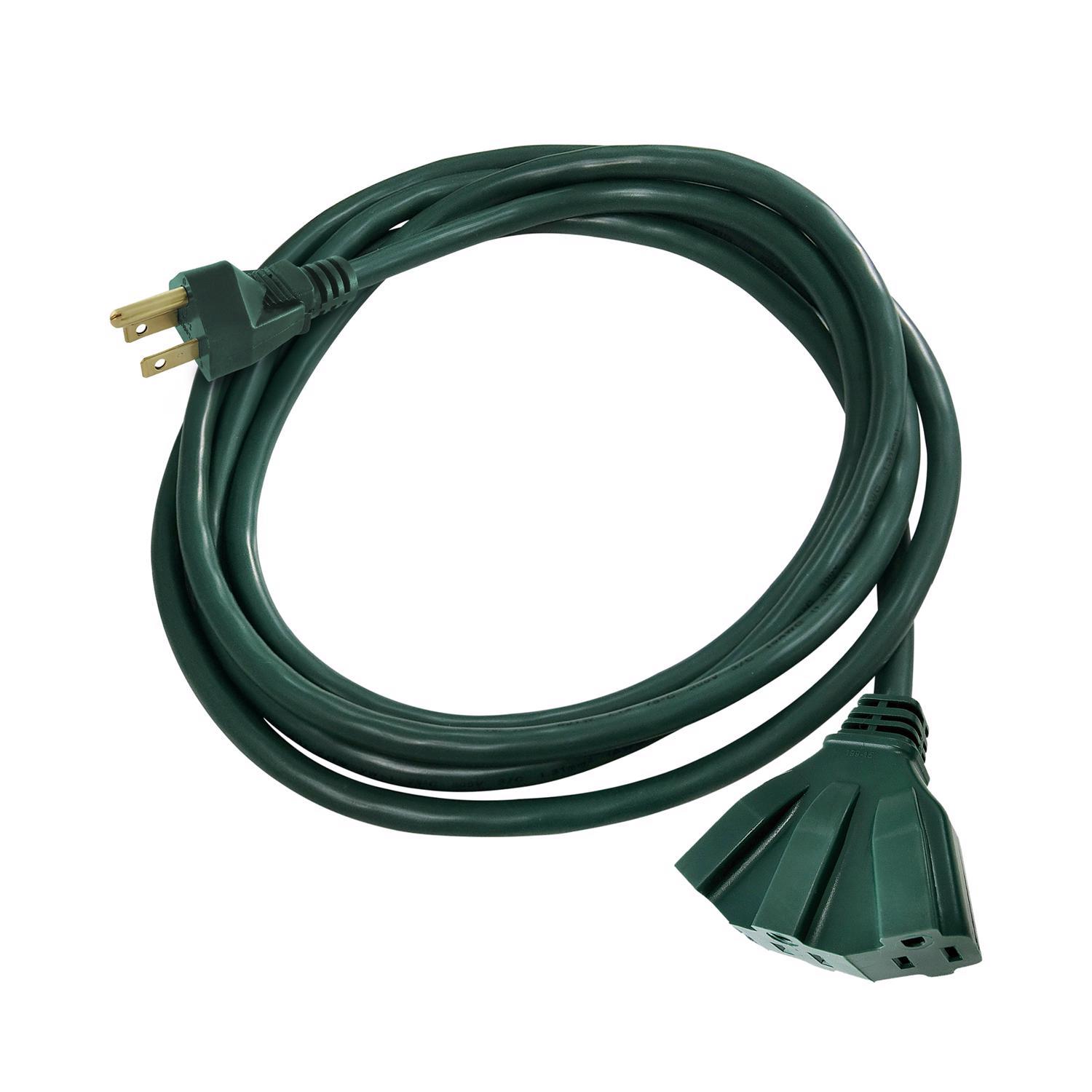 Ace Indoor or Outdoor 10 ft. L Green Triple Outlet Cord 14/3 SJTW