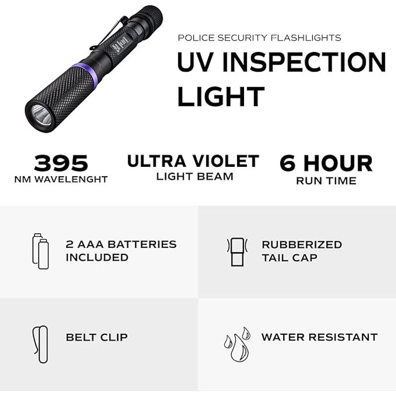 Police Security UV Inspection Light Flashlight