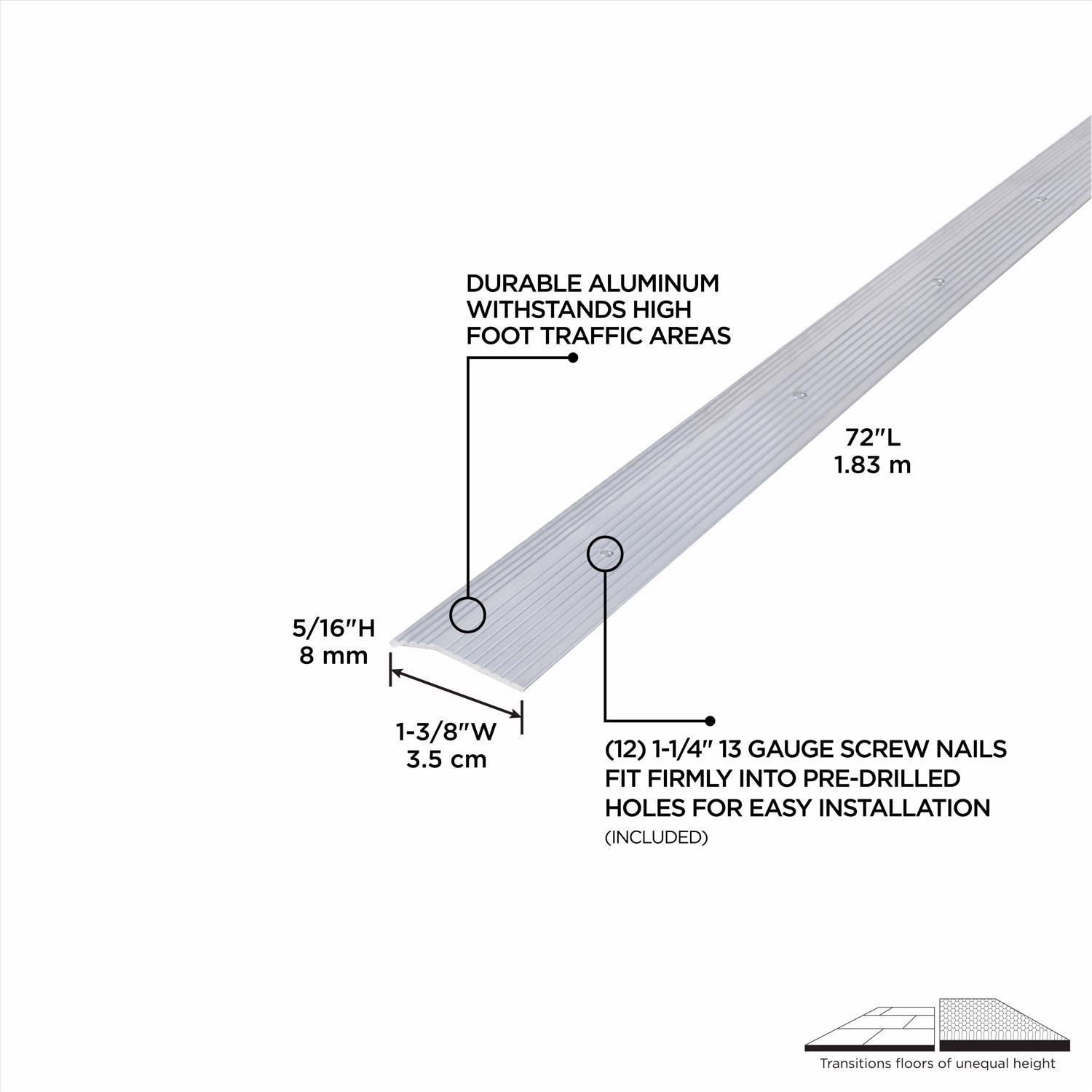 M-D Building Products 0.3 in. H X 1.38 in. W X 72 in. L Prefinished Silver Aluminum Carpet Trim