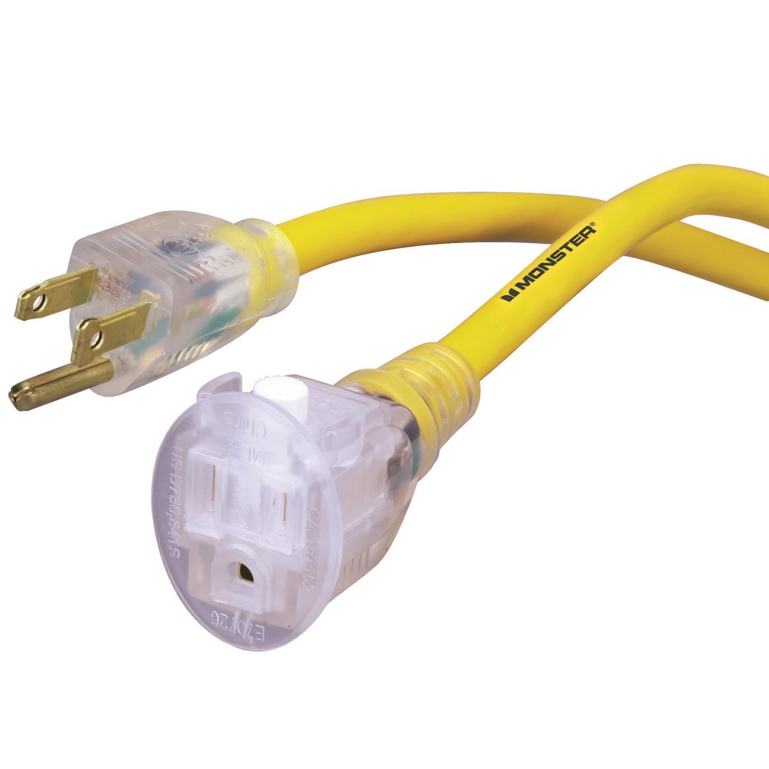 Monster Just Power It Up Outdoor 50 ft. L Yellow Extension Cord 14/3 SJTW