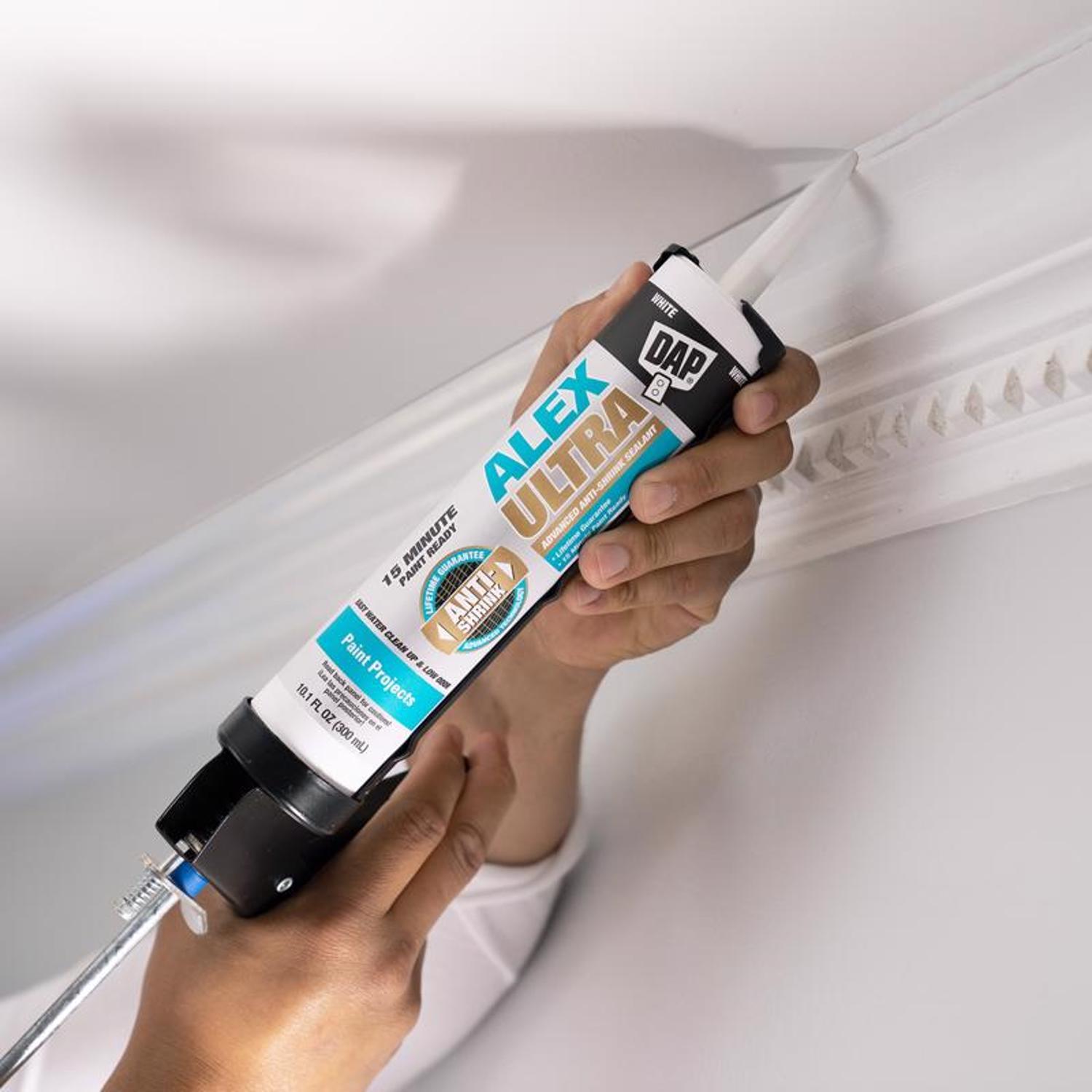 DAP Alex Ultra White Elastomeric Acrylic Latex All Purpose Waterproof Sealant 10.1 oz