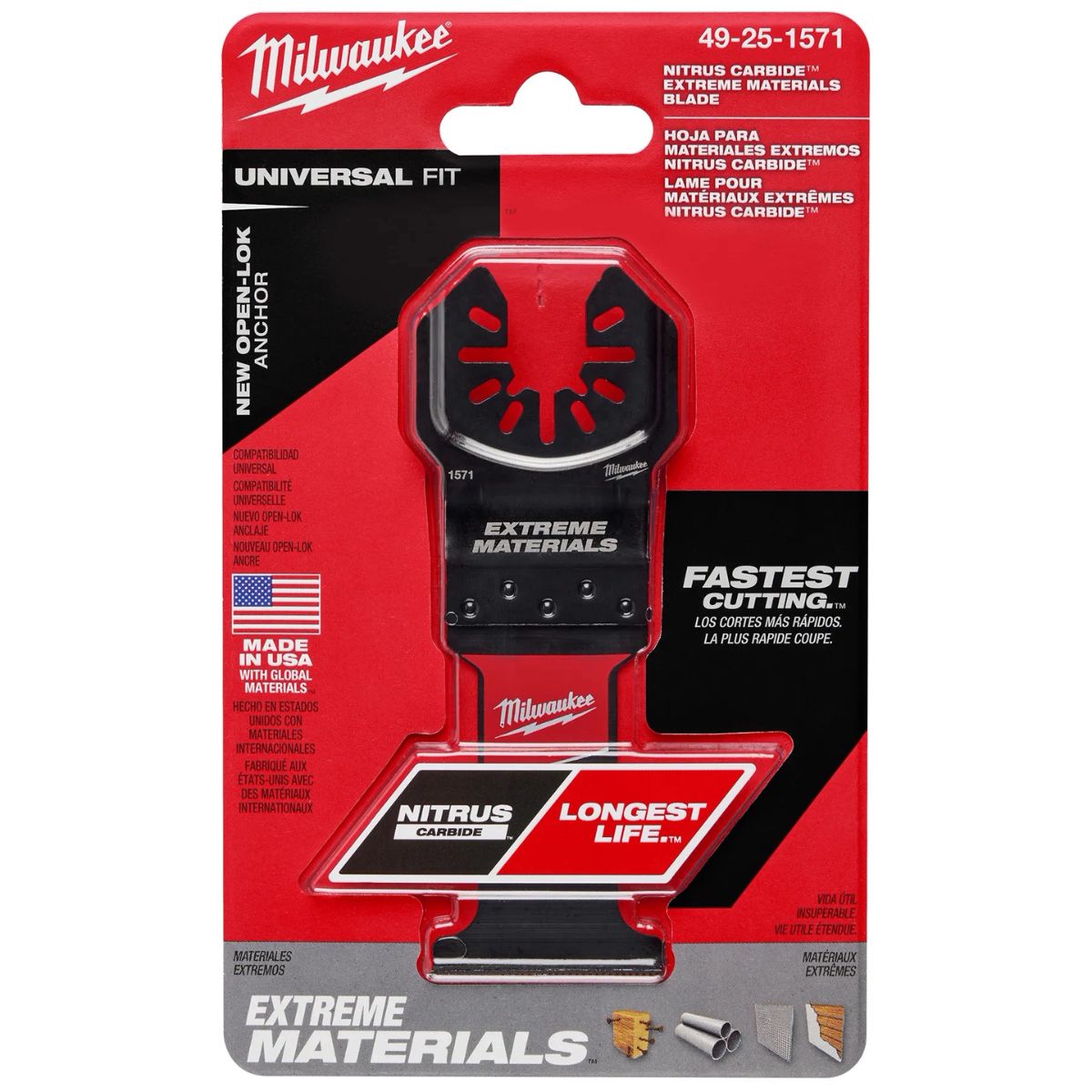 Milwaukee 1-3/8in. NITRUS Carbide Extreme Materials Universal Fit Oscillating Multi-Tool Blade (1 Pack)