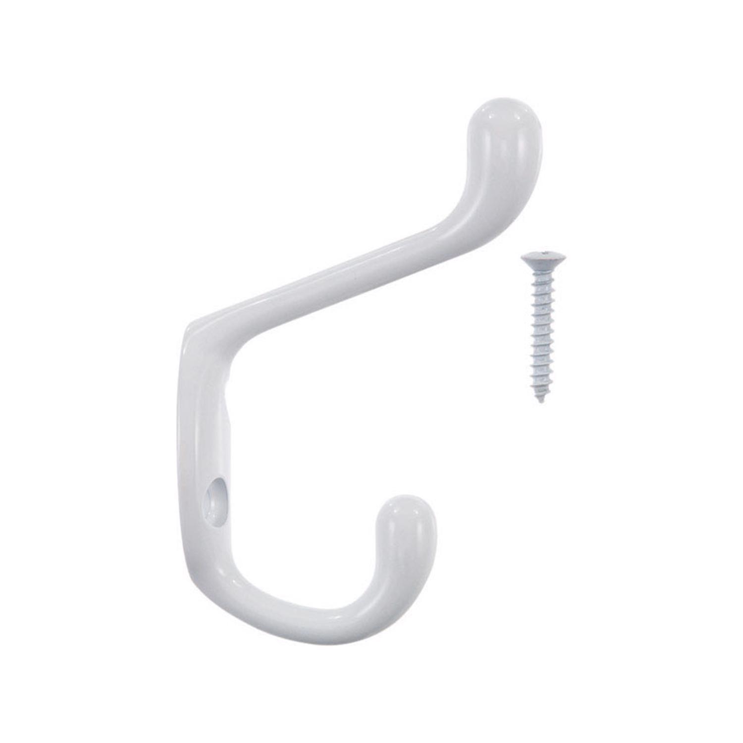 Ace 3 in. L Painted White Metal Medium Heavy Duty Coat and Hat Hook 1 pk