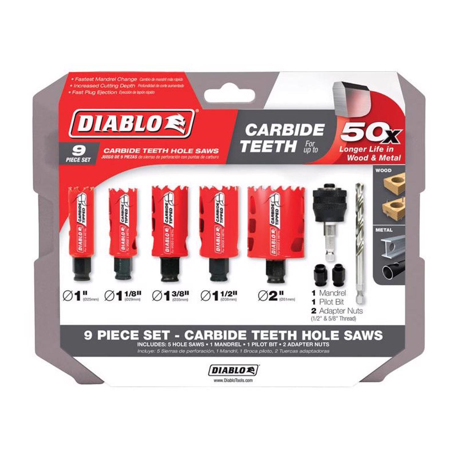 Diablo Mandrel 2-3/8 in. L Hole Saw Kit Arbor Included