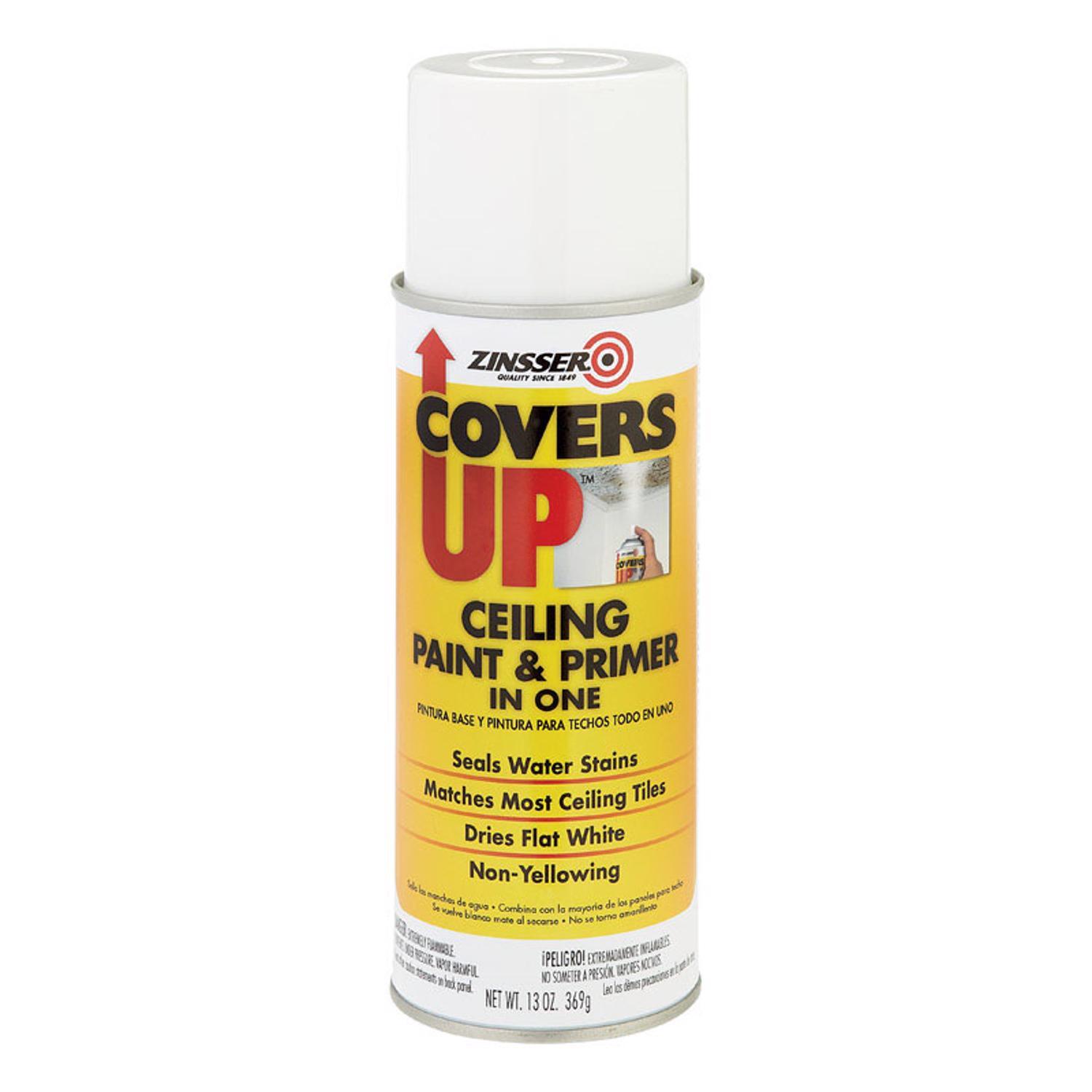 Zinsser Covers Up White Flat Solvent-Based Acrylic Ceiling Paint and Spray Primer 13 oz