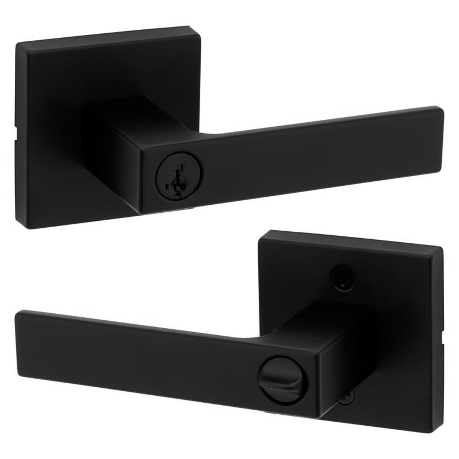 Kwikset Singapore Contemporary Matte Black Entry Door Knob 1-3/4 in.