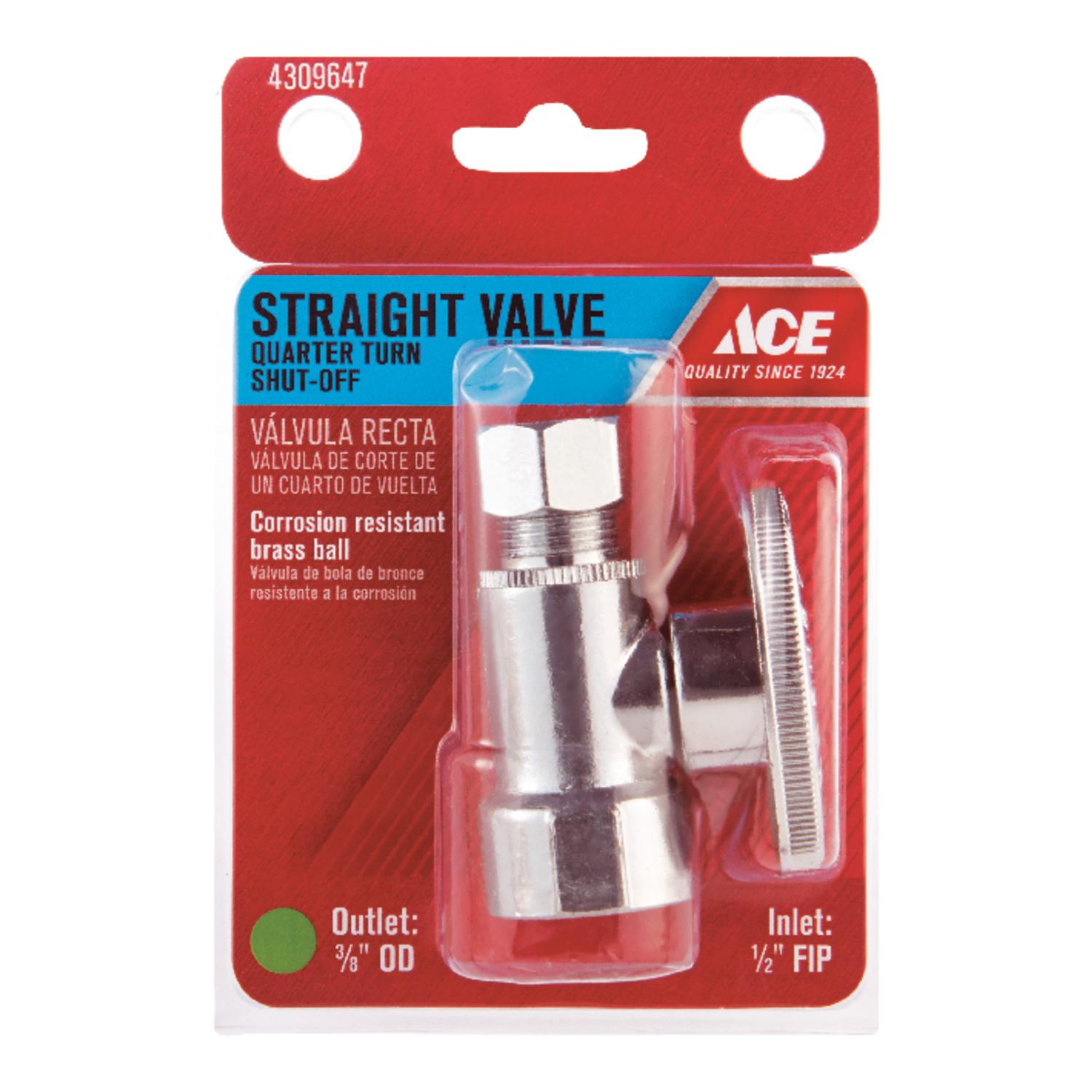 Ace FIP Compression Brass Straight Stop Valve