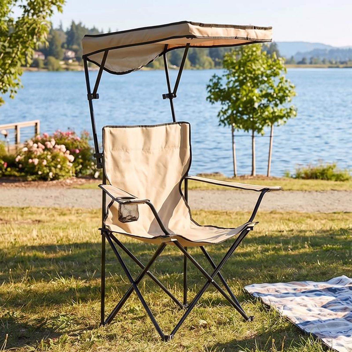 QuikChair Taupe Canopy Folding Quad Chair