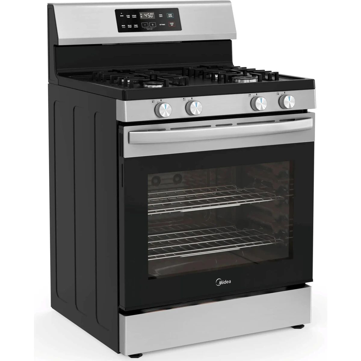 Midea 30 in. Stainless Steel Freestanding Gas Range with 4 Sealed Burners