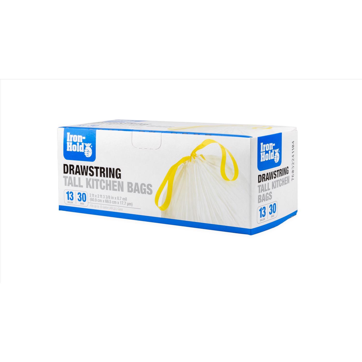Iron-Hold 13 gal No Scent Scent Tall Kitchen Bags Drawstring 30 pk 0.7 mil