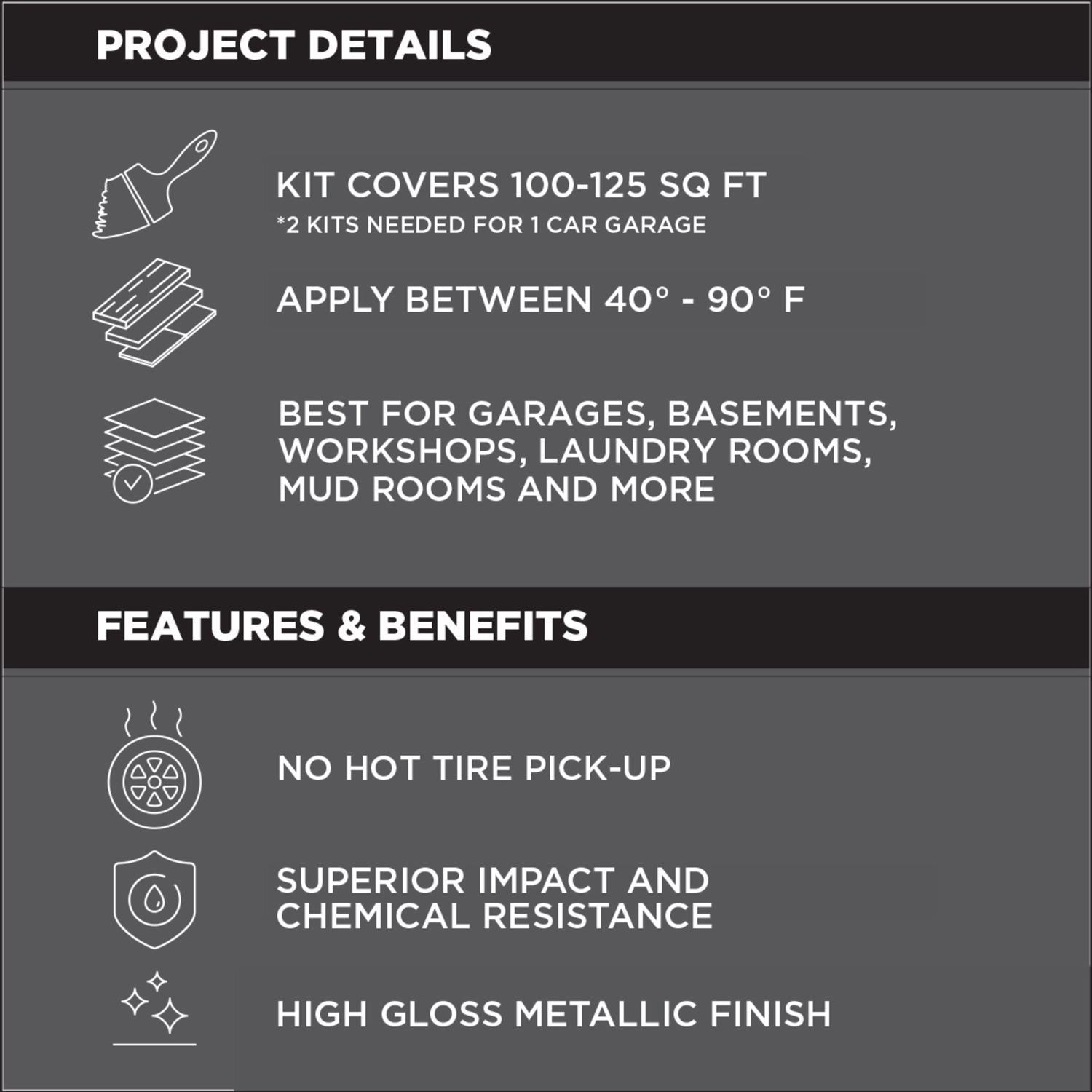 Rust-Oleum RockSolid High-Gloss Silver Bullet Garage Floor Coating Kit 70 oz