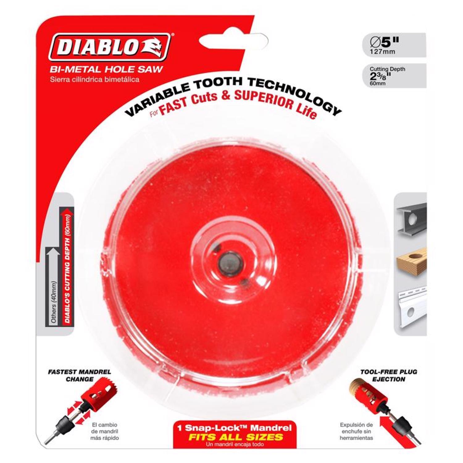 Diablo Snap-Lock Plus 4-3/4 in. Bi-Metal 2-3/8 in. L Hole Saw Arbor Included