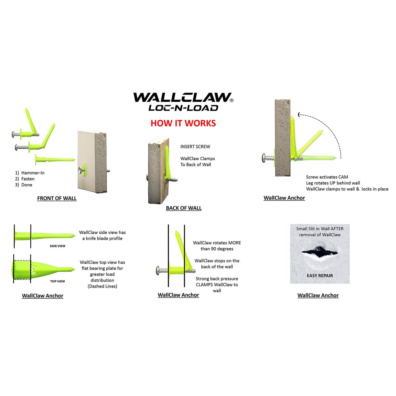 WallClaw Anchors LOC-N-LOAD.25 in. D X 2 in. L Plastic/Steel Pan Head Wallboard Anchors 4 pk