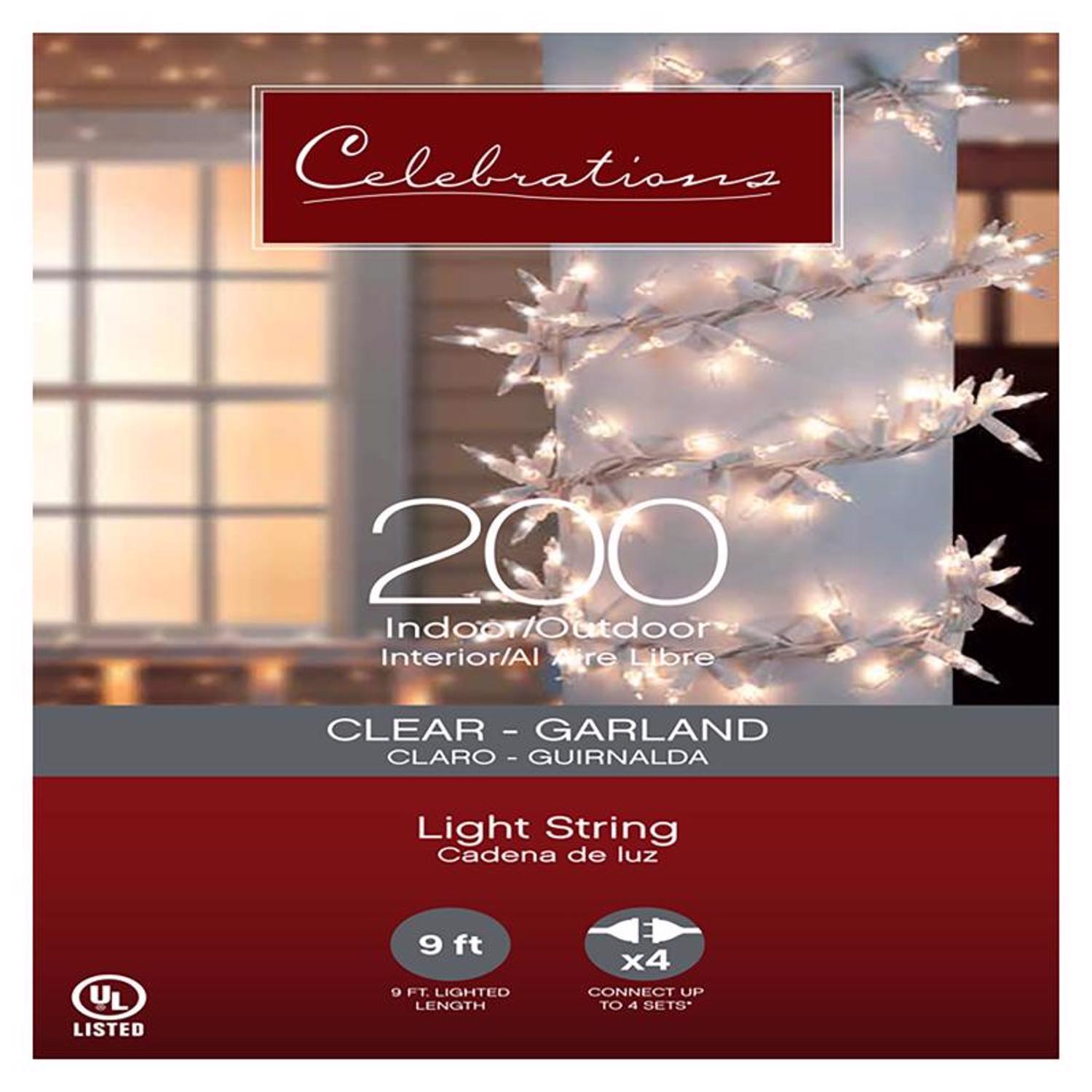 Celebrations Incandescent Clear 200 ct Rope Christmas Lights 9 ft.