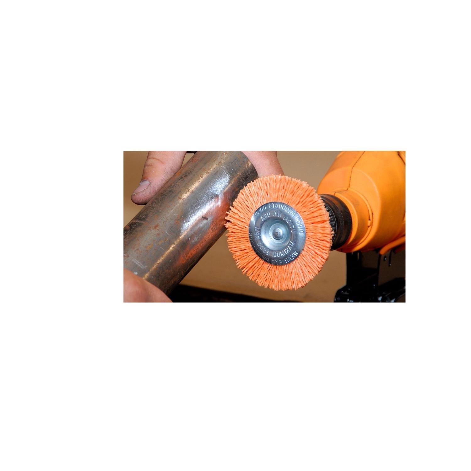 Dico Nyalox 4 in. Medium Crimped Mandrel Mounted Wheel Brush Nylon 2500 rpm 1 pc