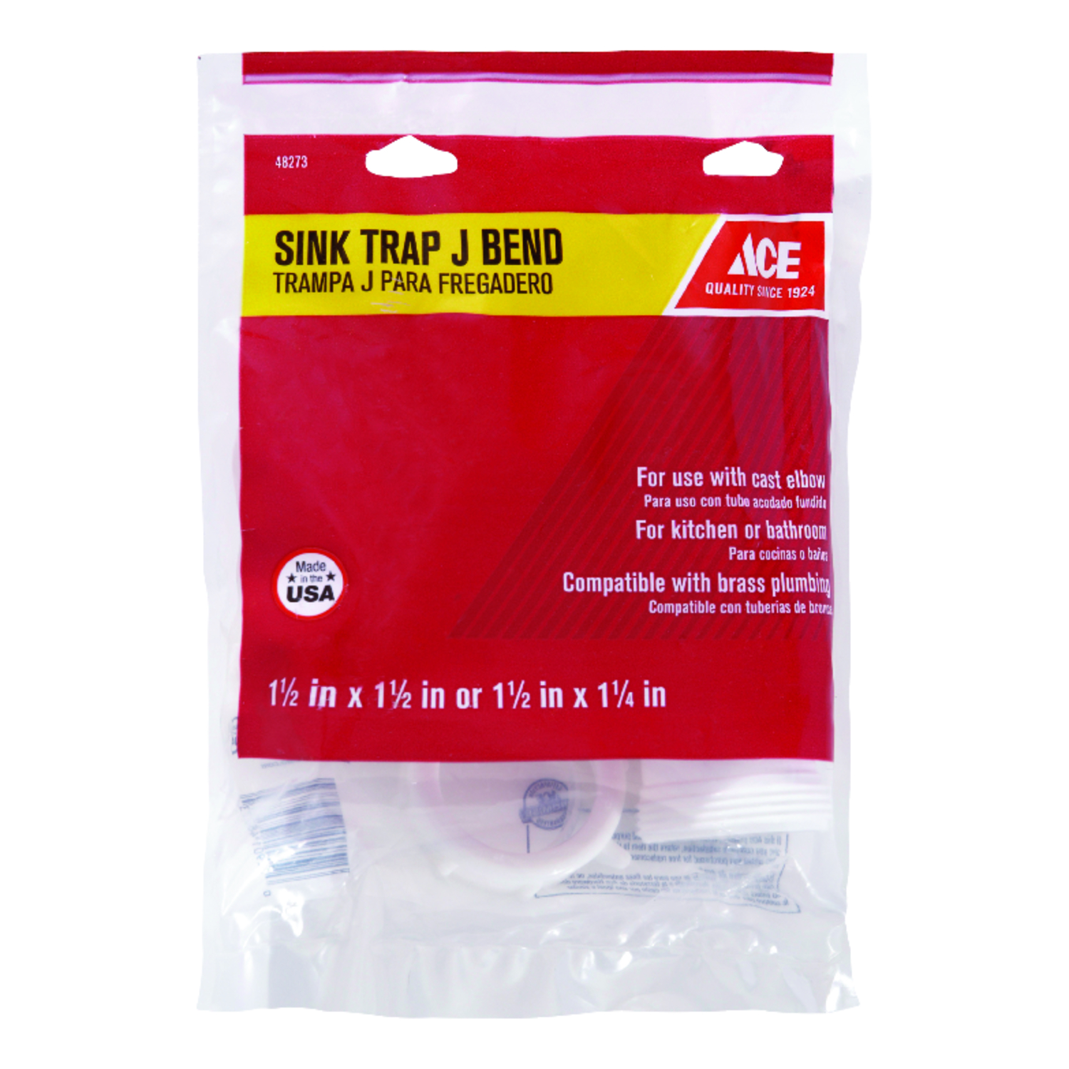 Ace 1-1/2 in. D Plastic Sink Trap J-Bend