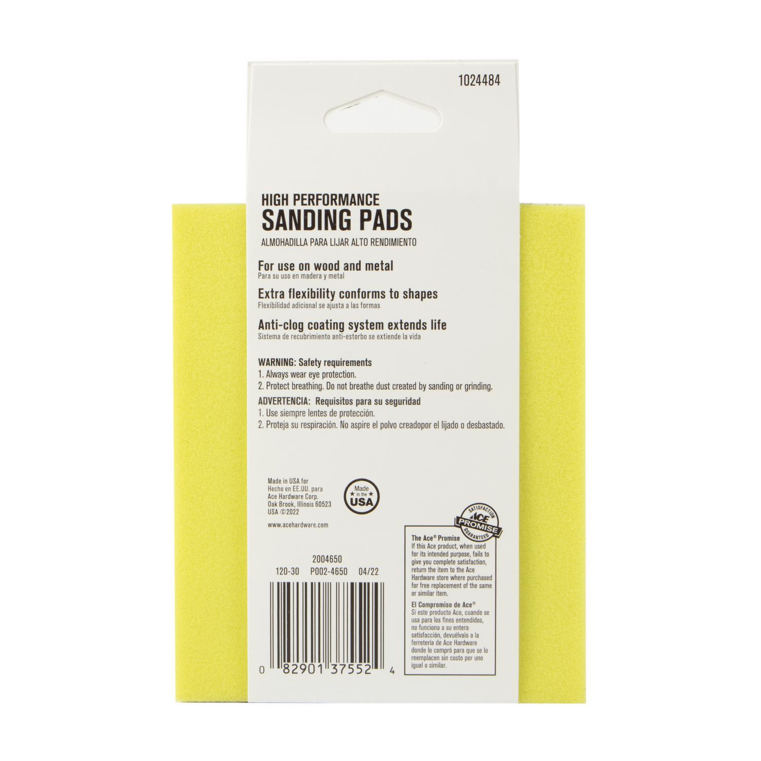Ace 5.5 in. L X 4.5 in. W X.25 in. 220 Grit Extra Fine Contour Hand Sanding Pad