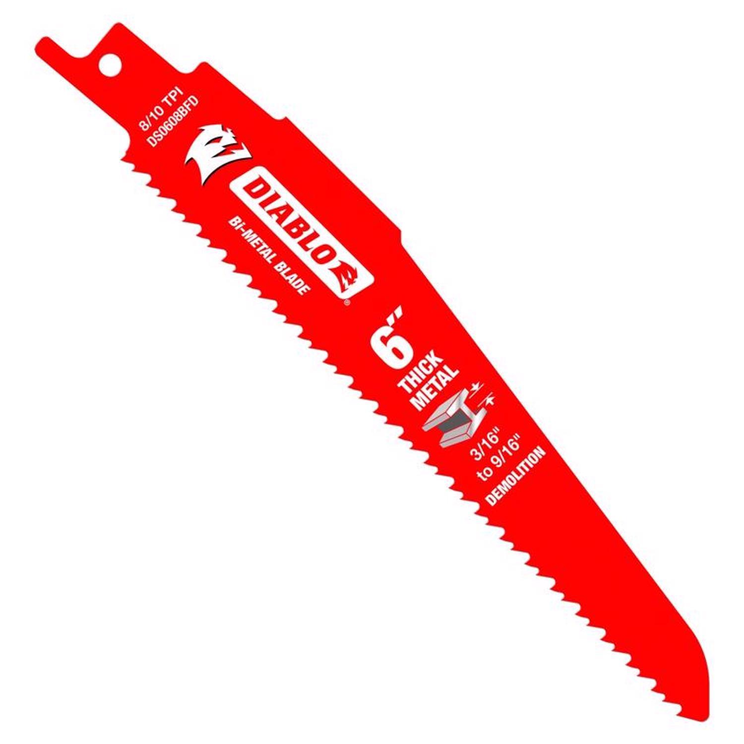 Diablo 6 in. Bi-Metal Thick Metal & Demolition Reciprocating Saw Blade 8/10 TPI 2 pk
