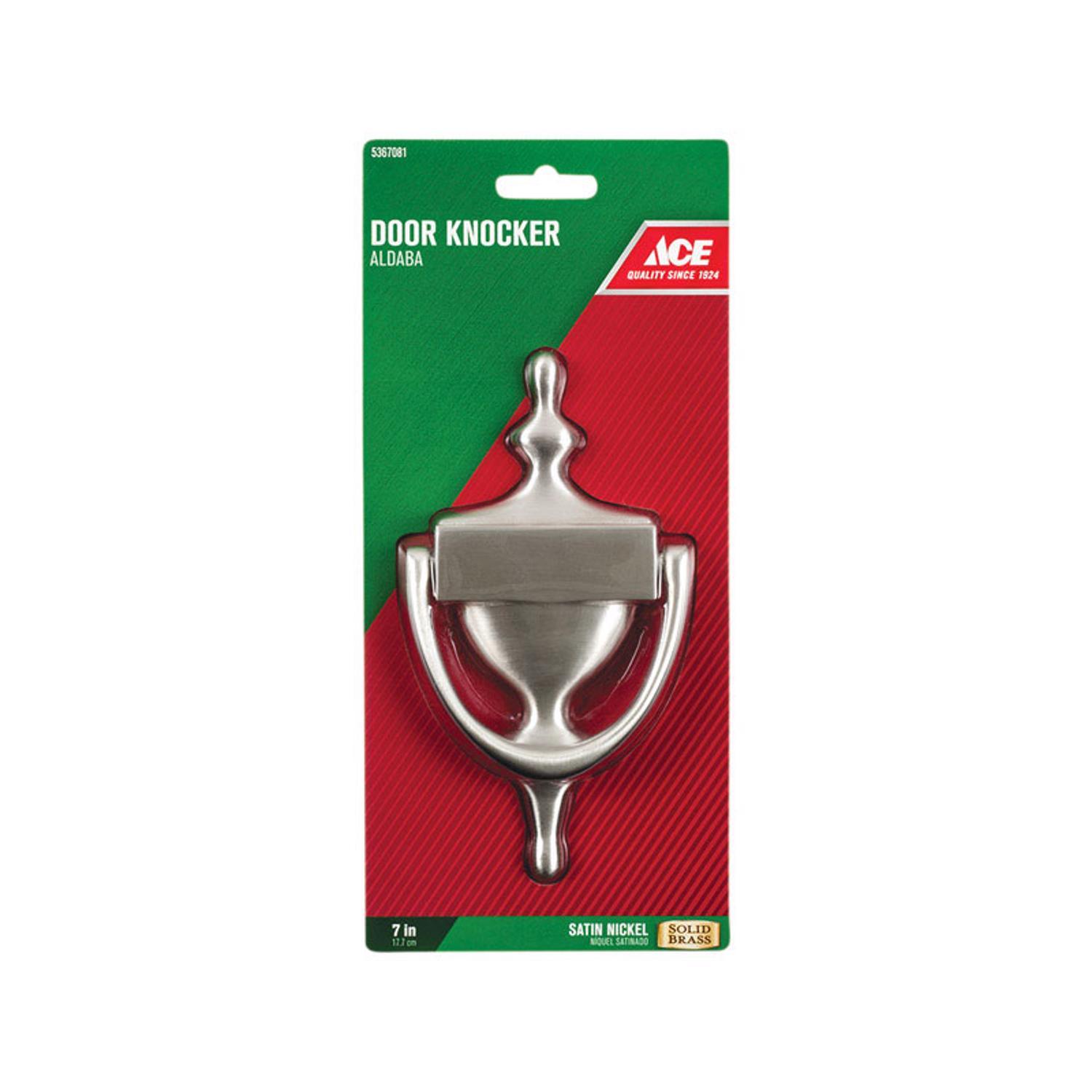 Ace 7 in. L Satin Nickel Brass Door Knocker