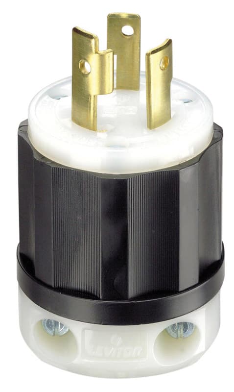 Leviton Industrial Thermoplastic Curved Blade/Ground Locking Plug L6-30P 16-8 AWG