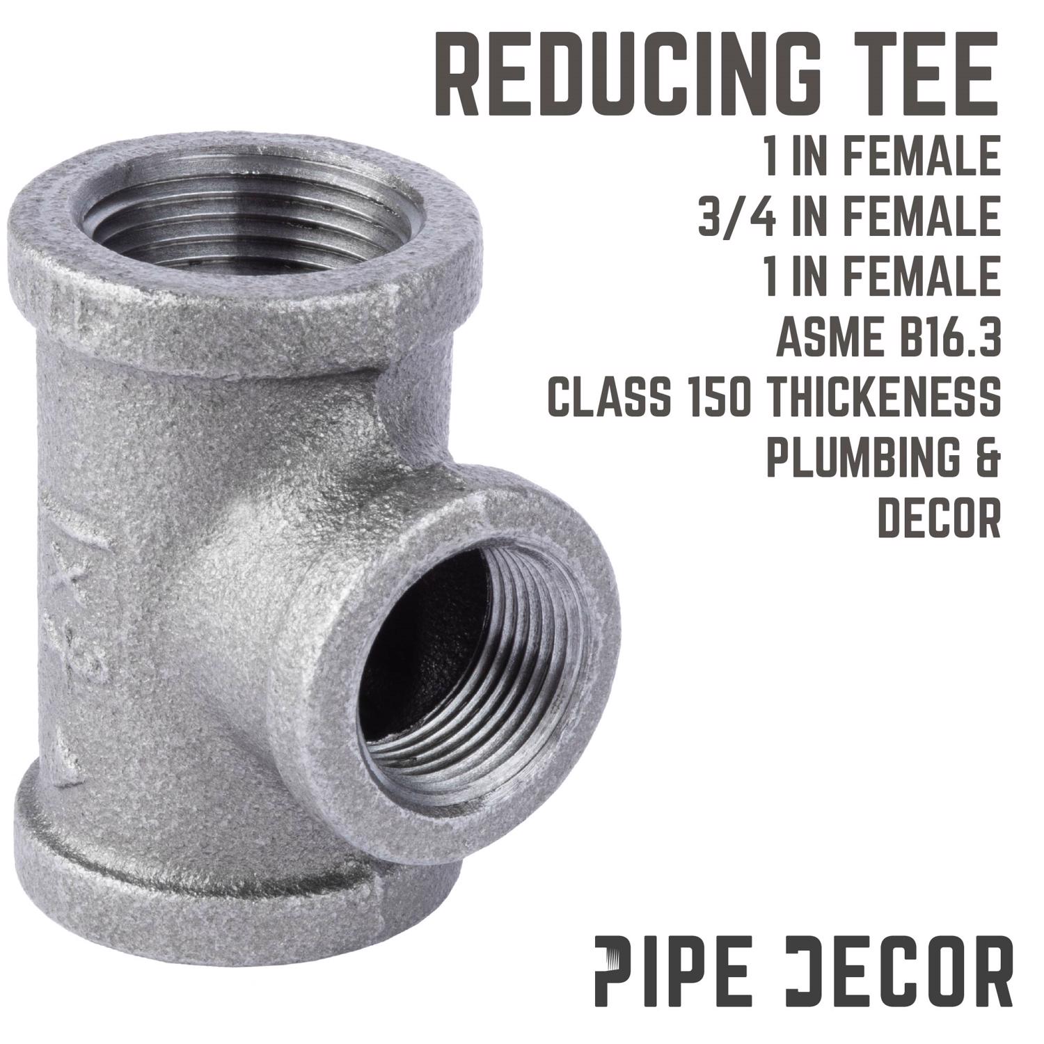 STZ Industries 1 in. FIP each X 1 in. D FIP 3/4 in. D FIP Black Malleable Iron Reducing Tee