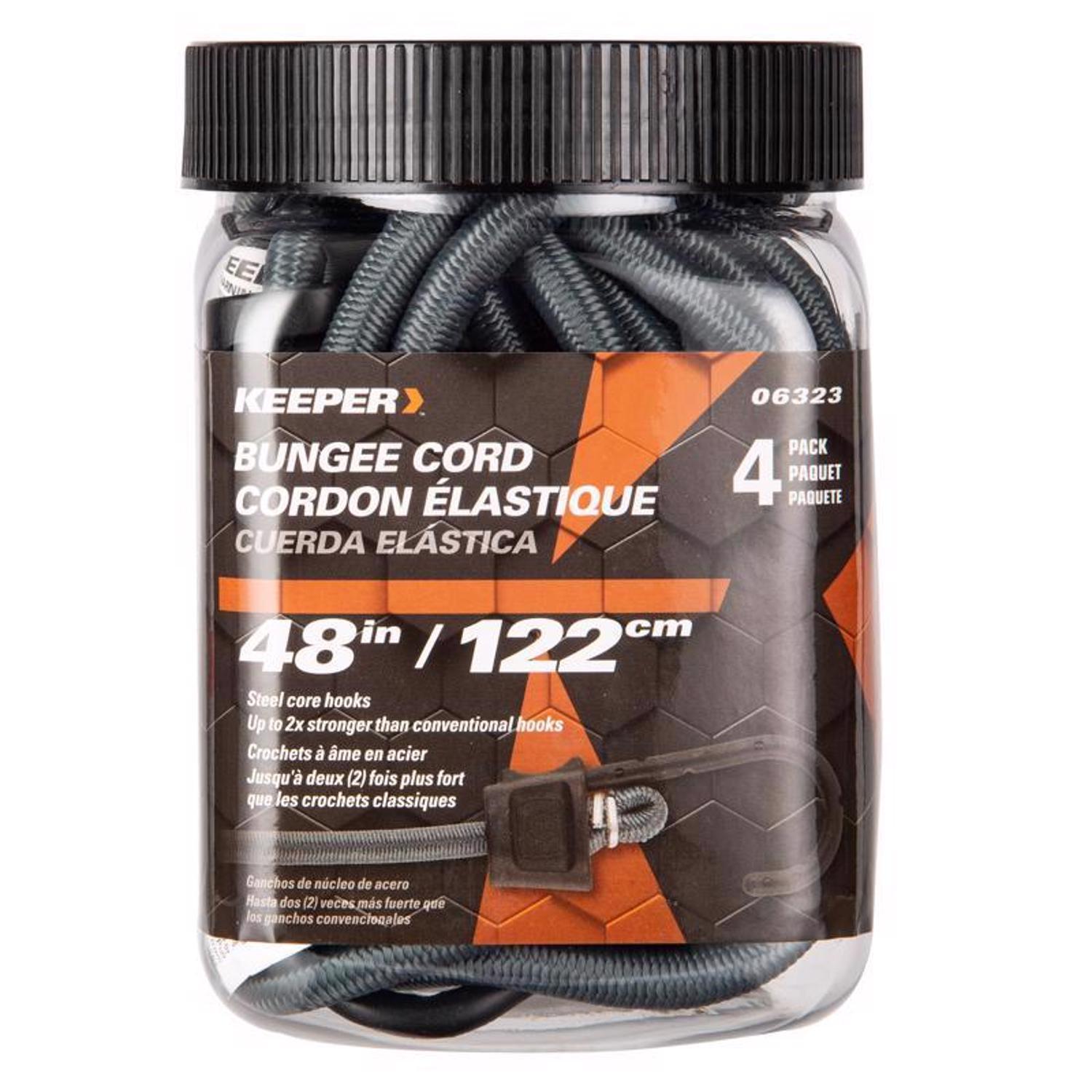 Keeper Black/Gray Bungee Cord 48 in. L X 0.374 in. 4 pk