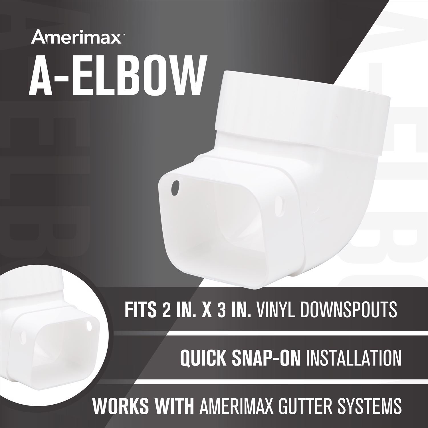 Amerimax 4.25 in. H X 3.25 in. W X 4.25 in. L White Vinyl K Gutter Elbow