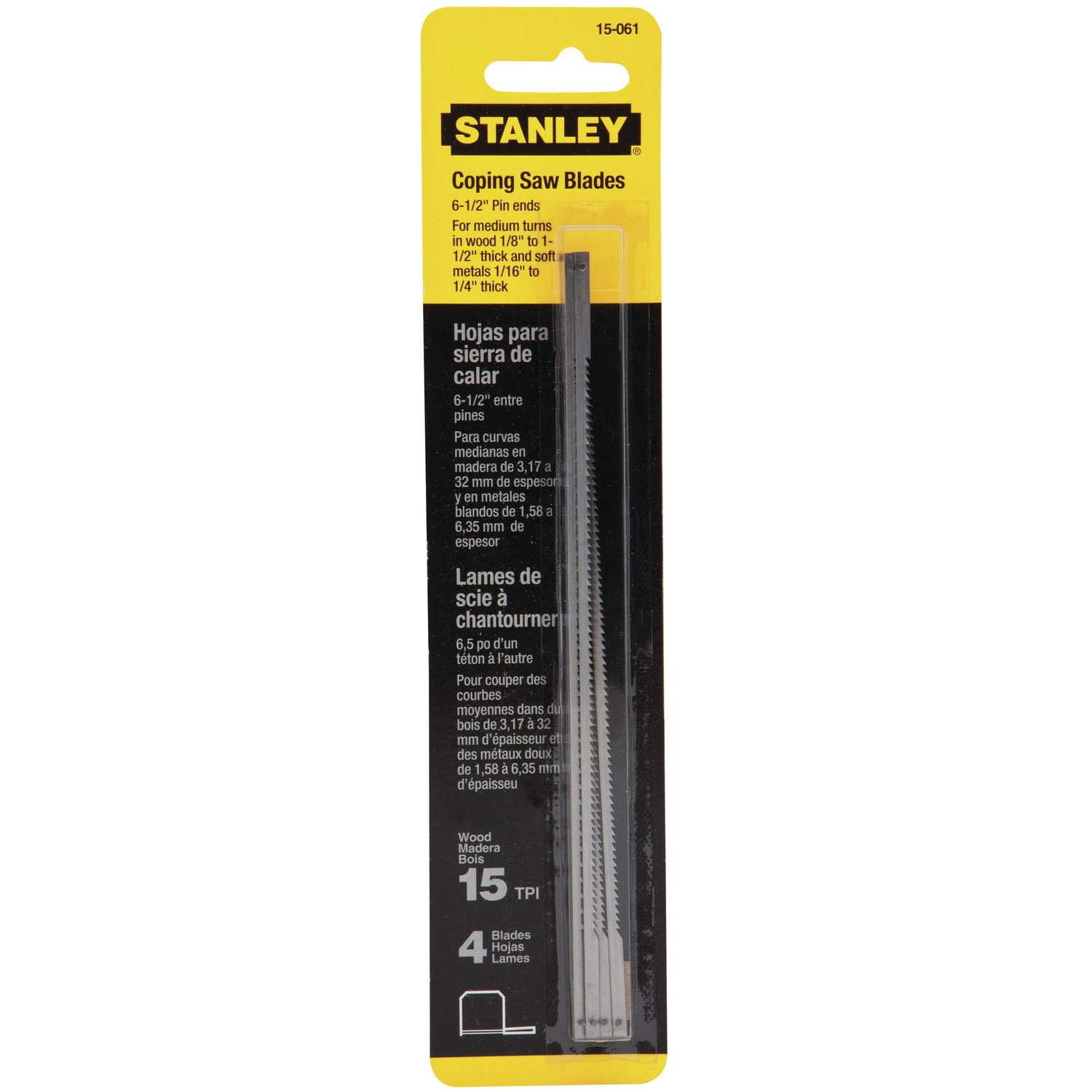 STANLEY 6-1/2 in. High Carbon Steel Coping Saw Blade 15 TPI 4 pk