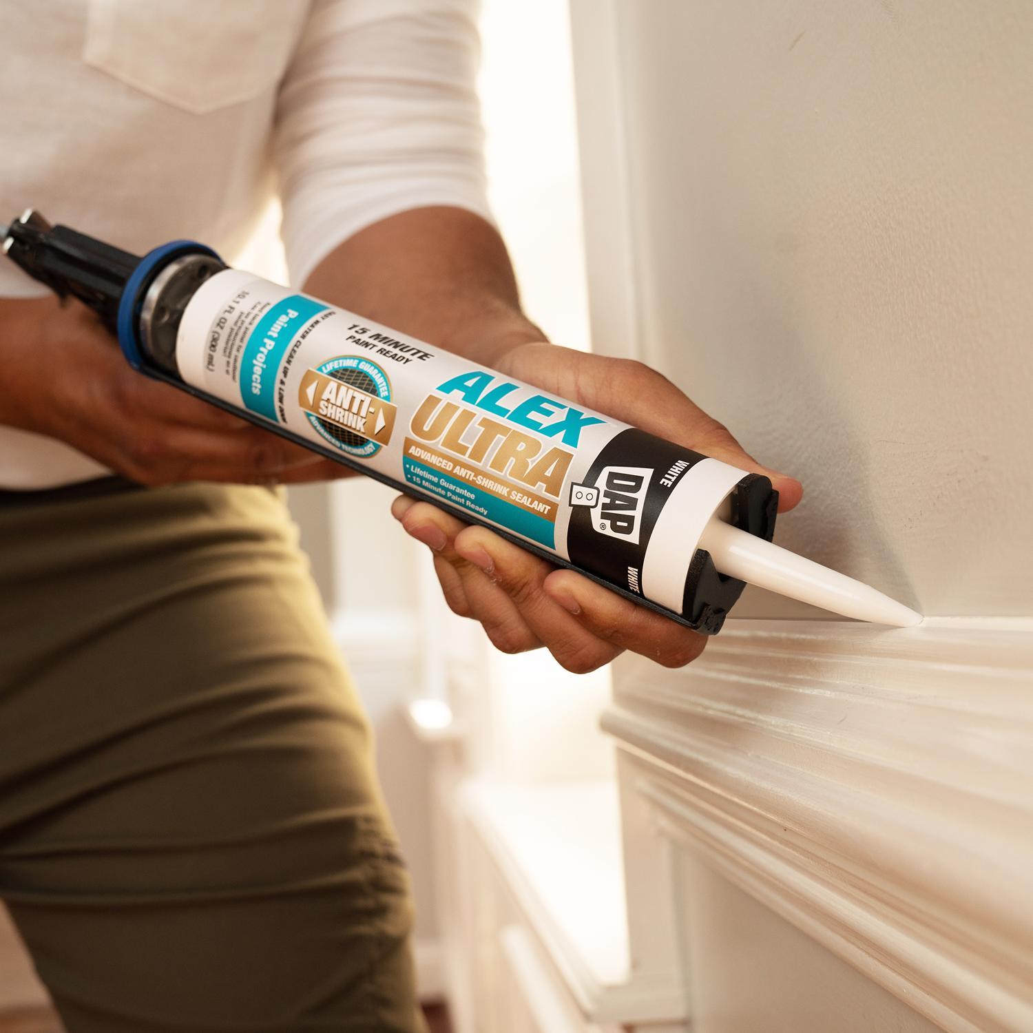 DAP Alex Ultra White Elastomeric Acrylic Latex All Purpose Waterproof Sealant 10.1 oz